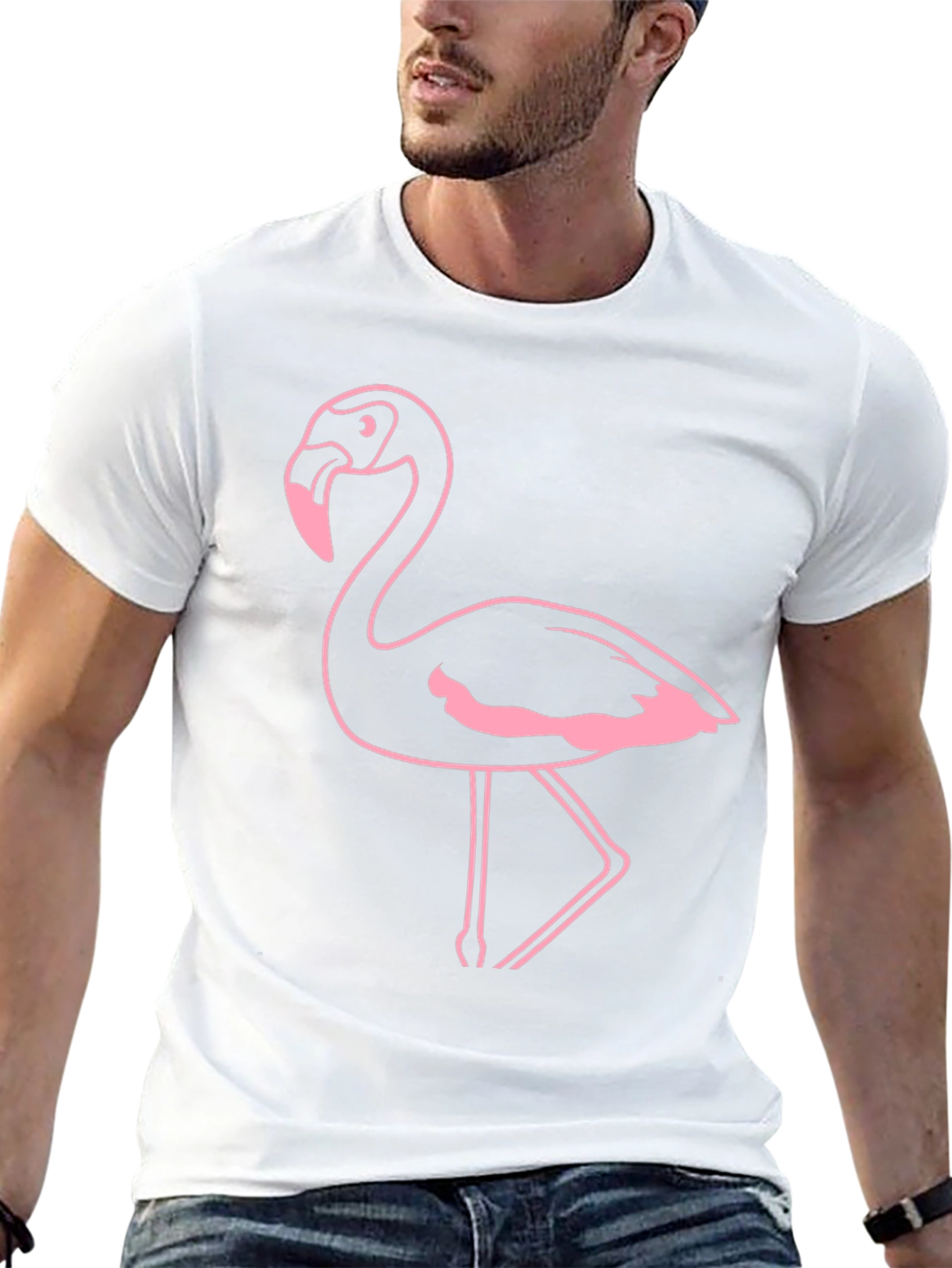 Flamingo Graphic Tee - Black Cotton Casual Shirt