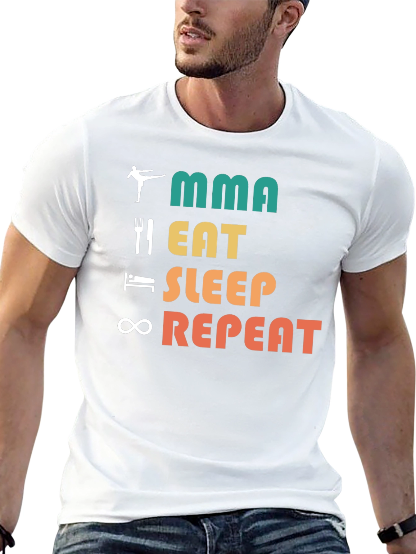 MMA Eat Sleep Repeat Black T-Shirt