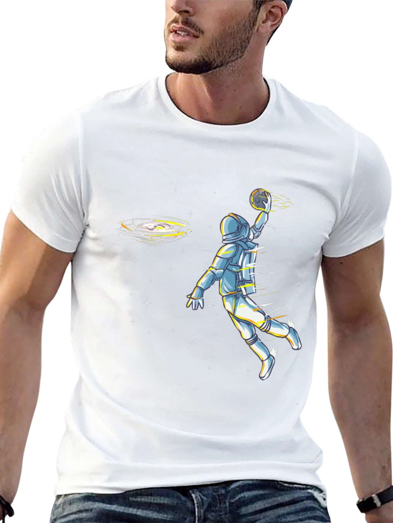 Astronaut Basketball Graphic Tee - Black
