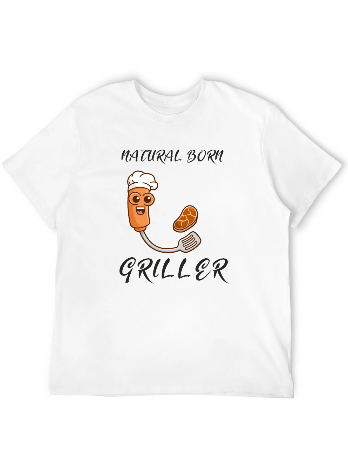 Natural Born Griller T-Shirt - BBQ Cartoon Chef