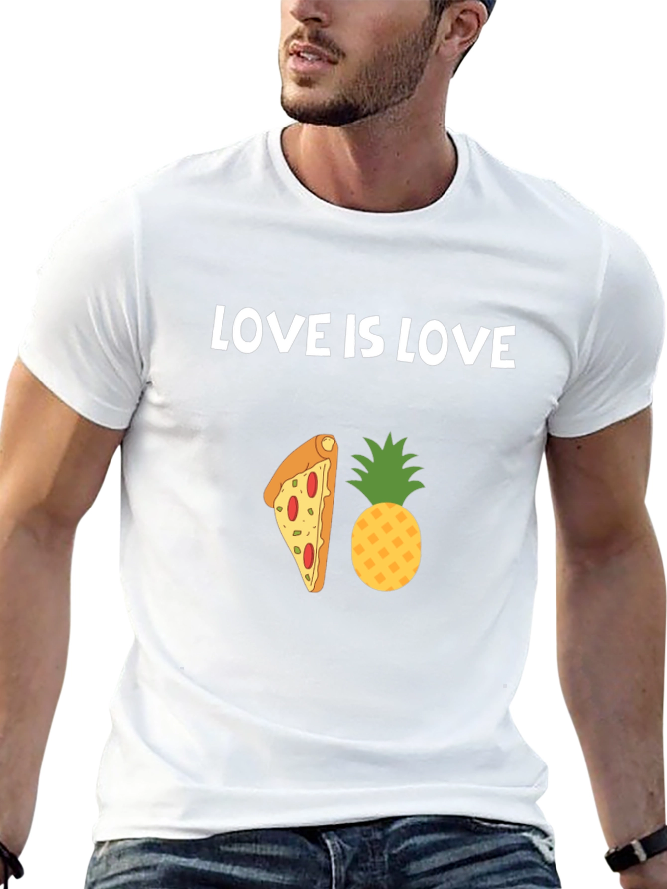 Love is Love Pizza Pineapple Graphic T-Shirt