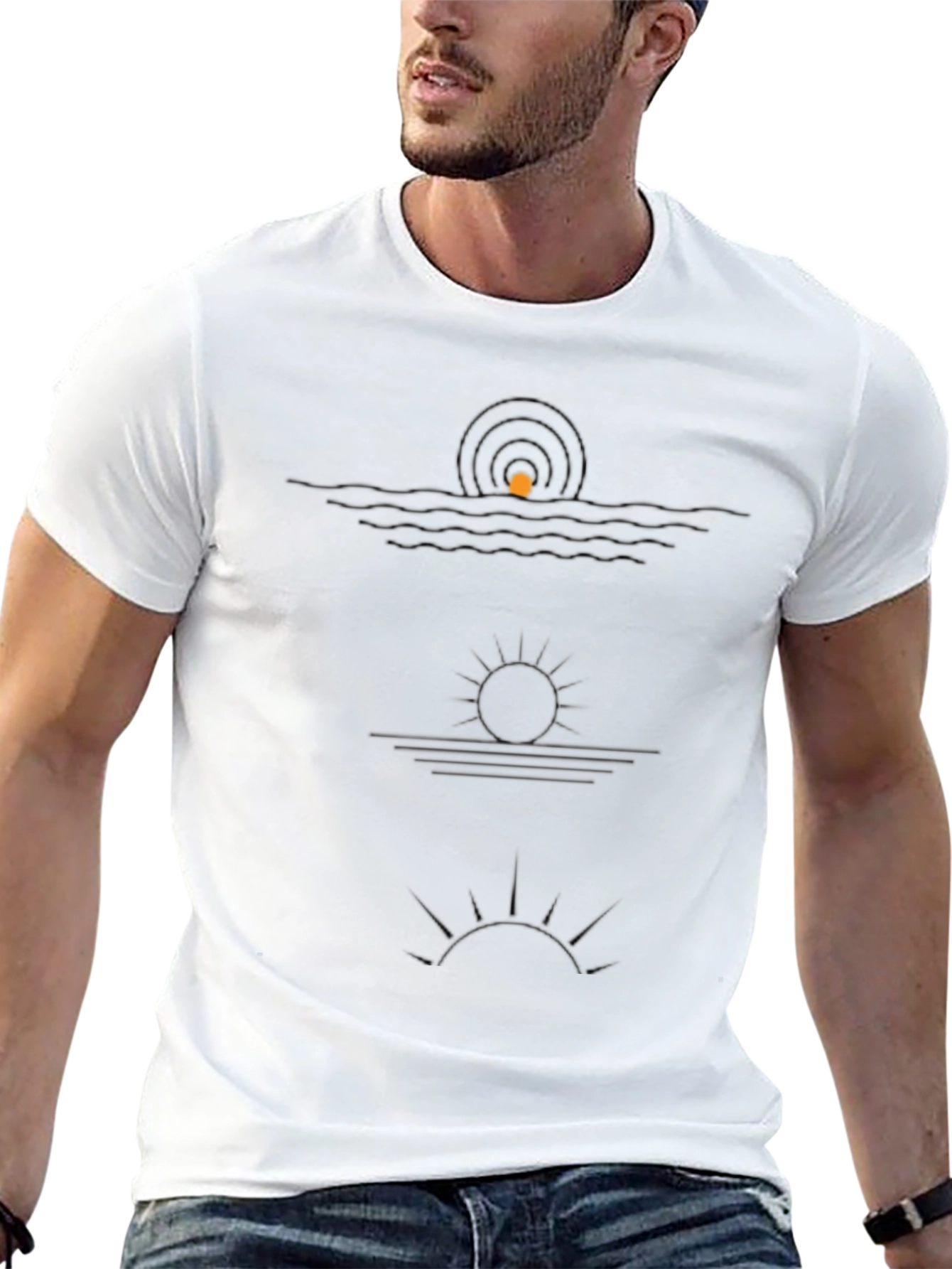 Abstract Sunset Graphic Tee - Stylish Black T-Shirt