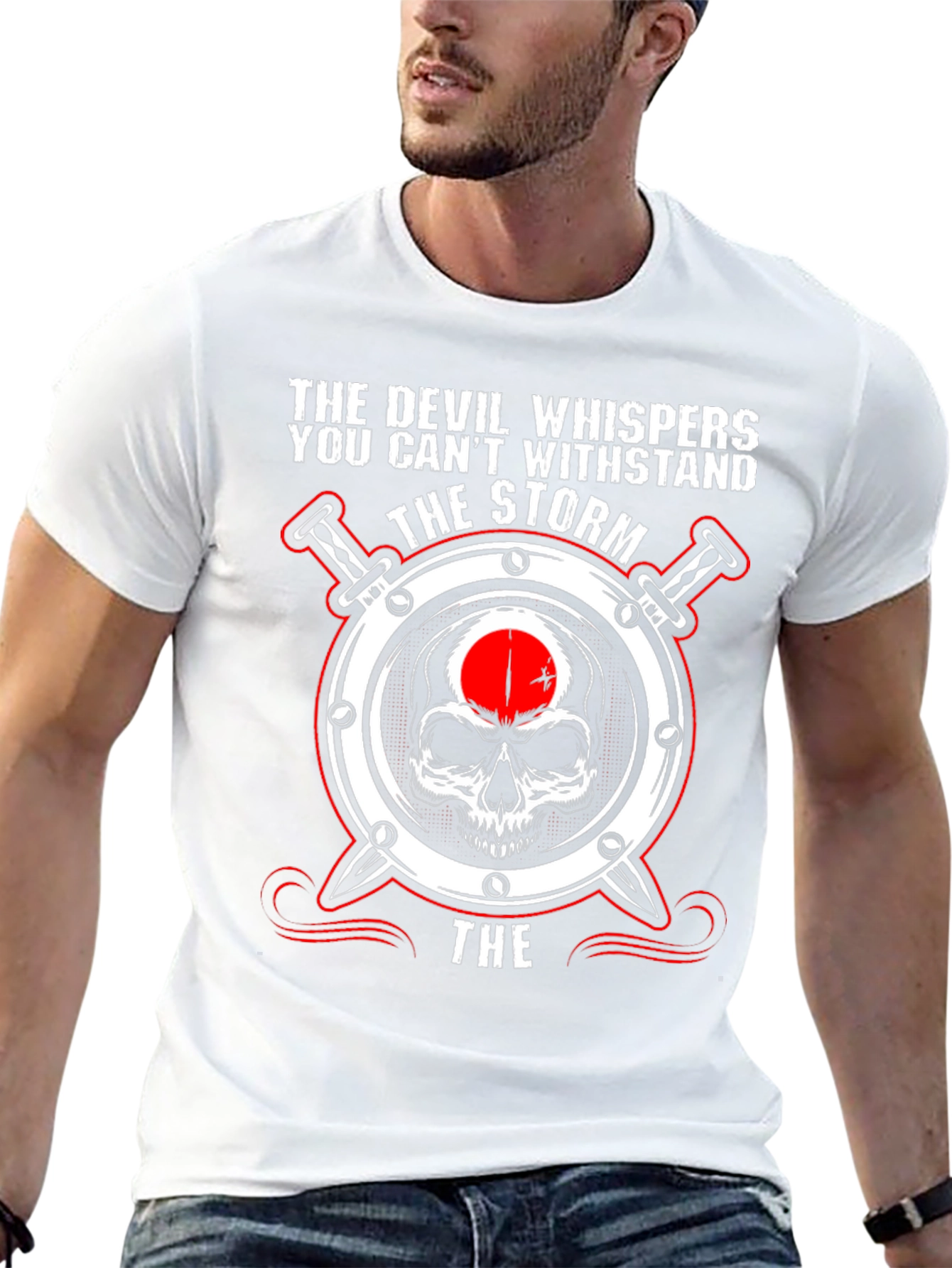 The Devil Whispers Storm Skull T-Shirt