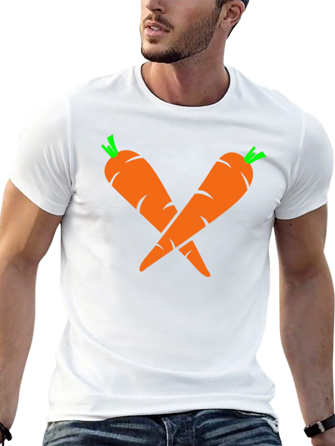 Crossed Carrots Graphic Tee - Black Cotton T-Shirt