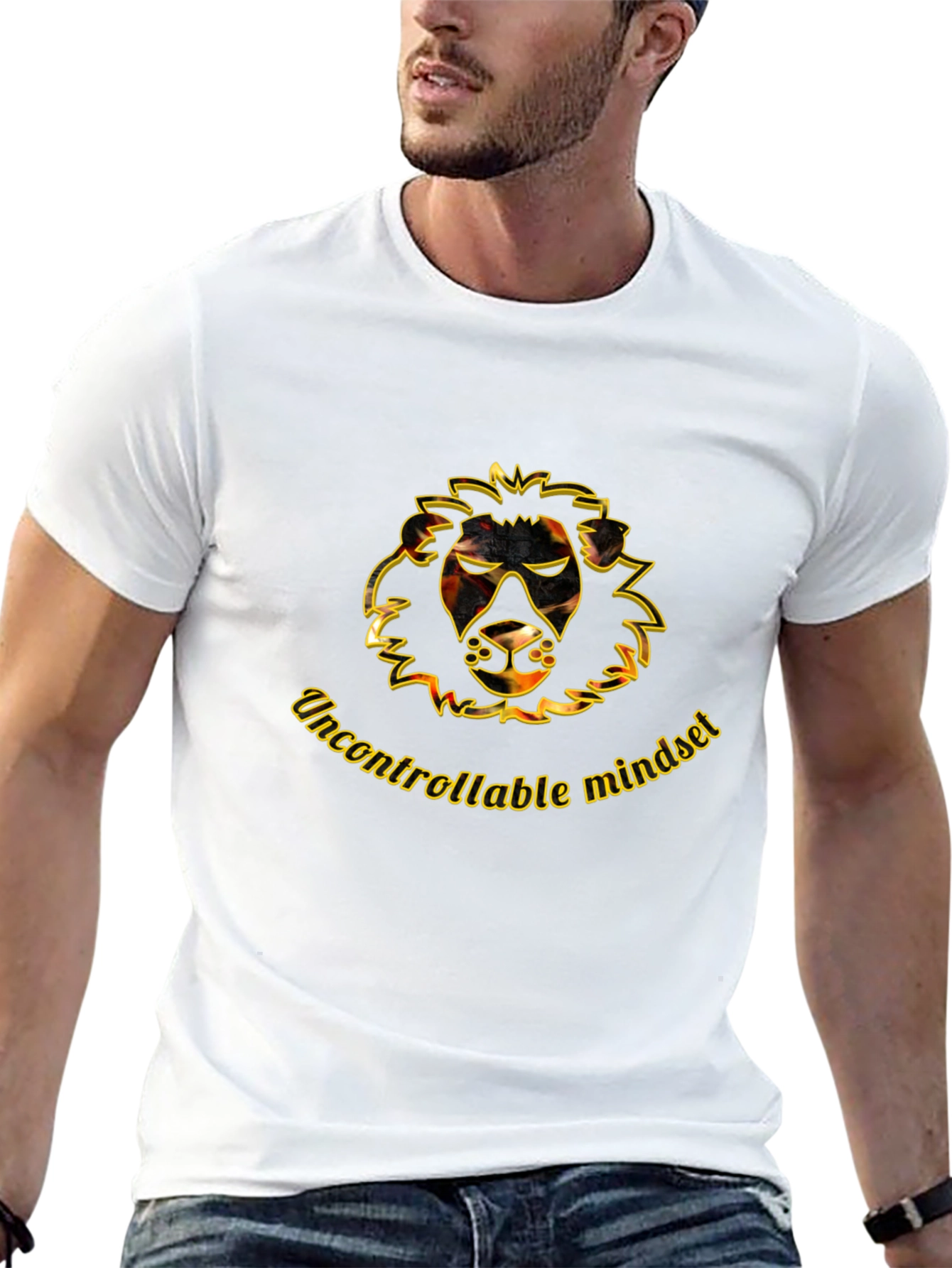 Uncontrollable Mindset Lion Graphic Tee - Black