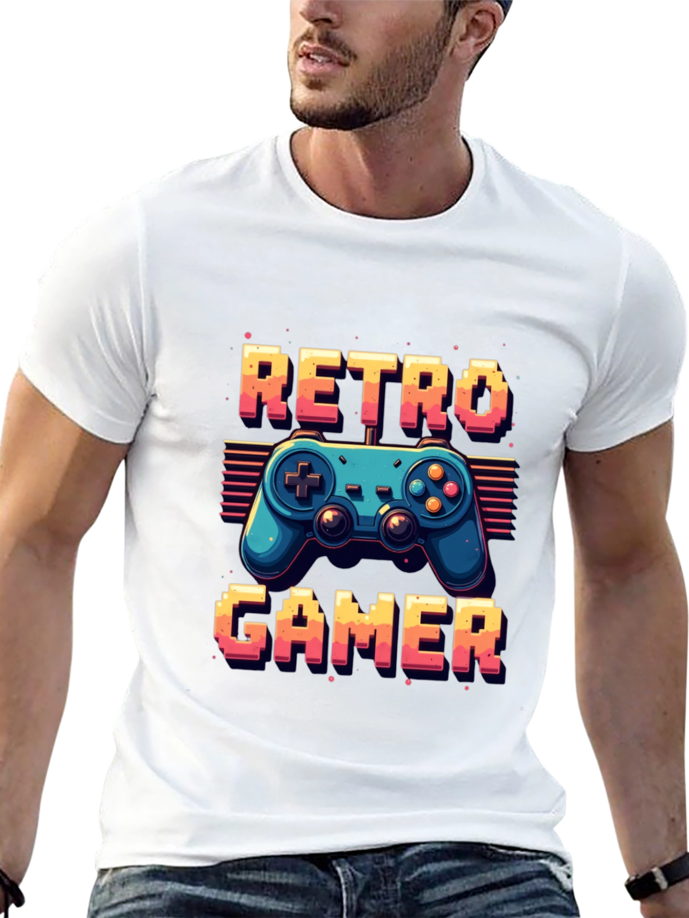 Retro Gamer Black T-Shirt - Classic Controller Design