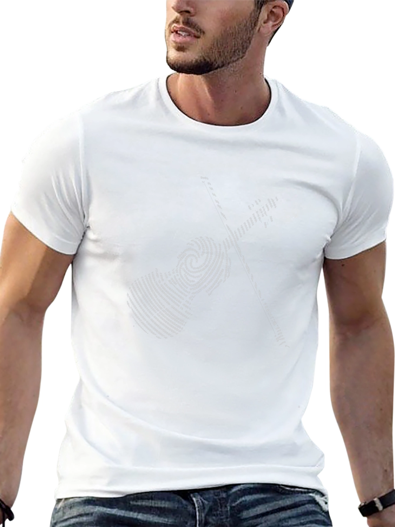 Violin Fingerprint Graphic Tee - Black