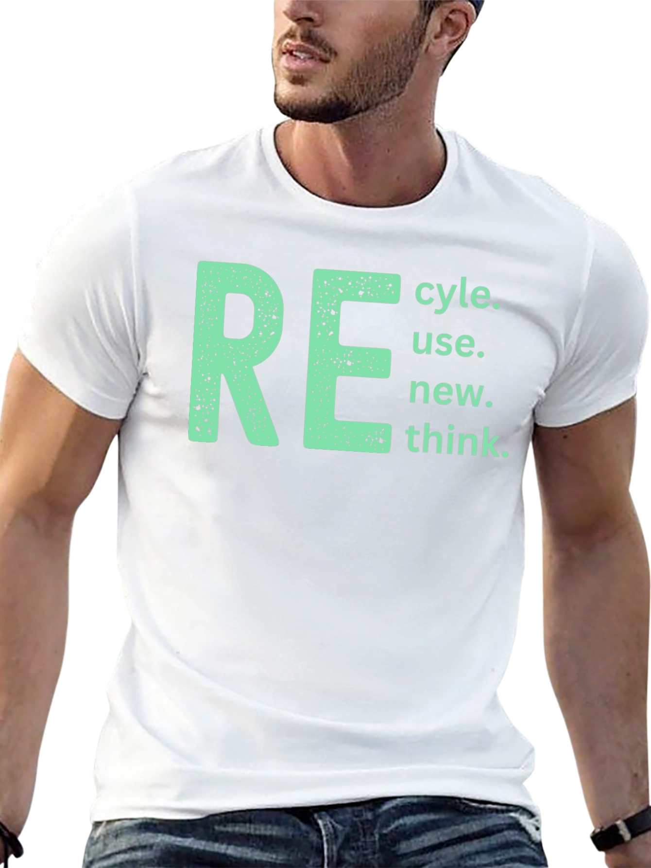 Eco-Friendly RE T-Shirt - Recycle Reuse Renew Think