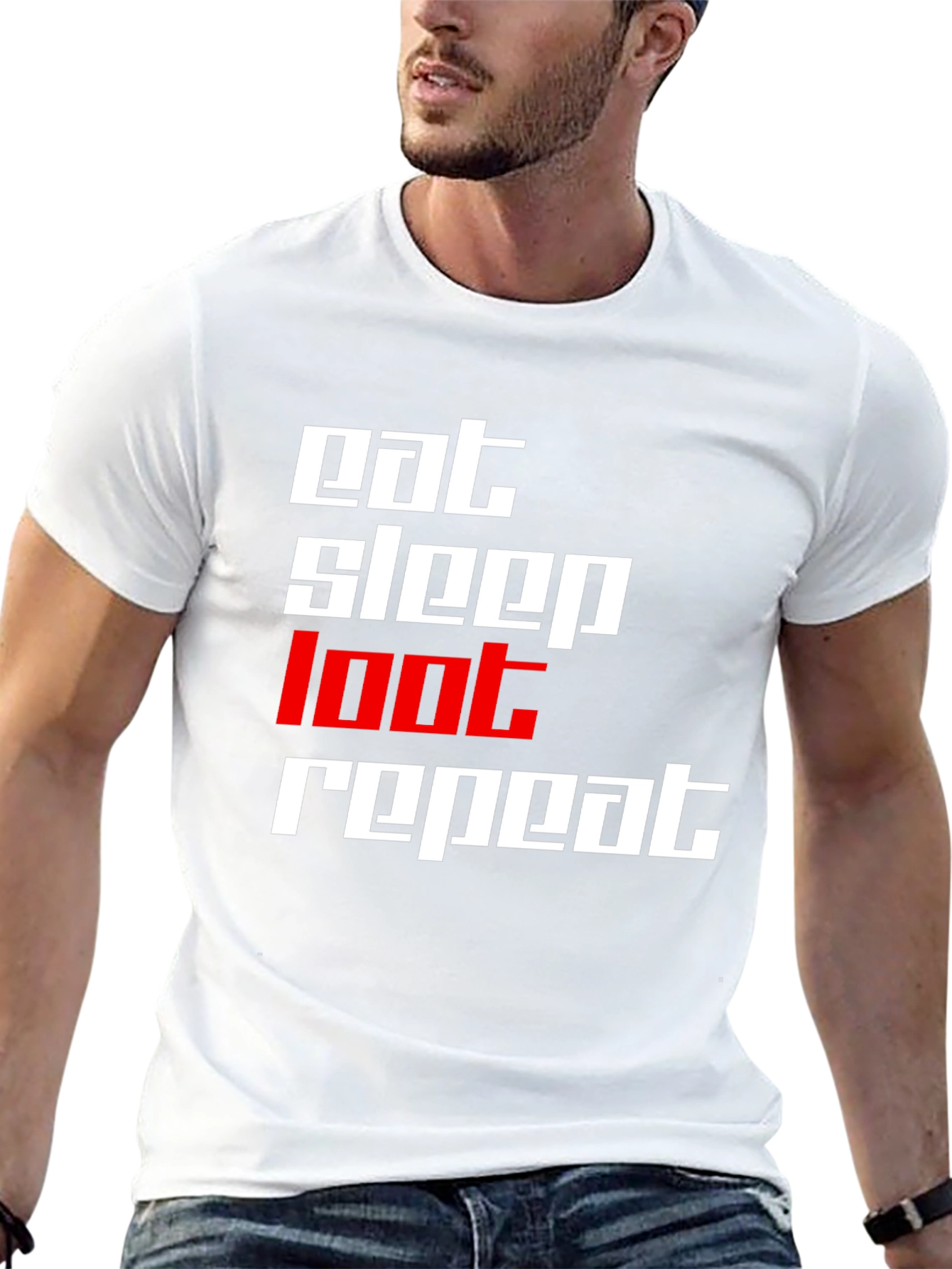 Eat Sleep Loot Repeat Black T-Shirt