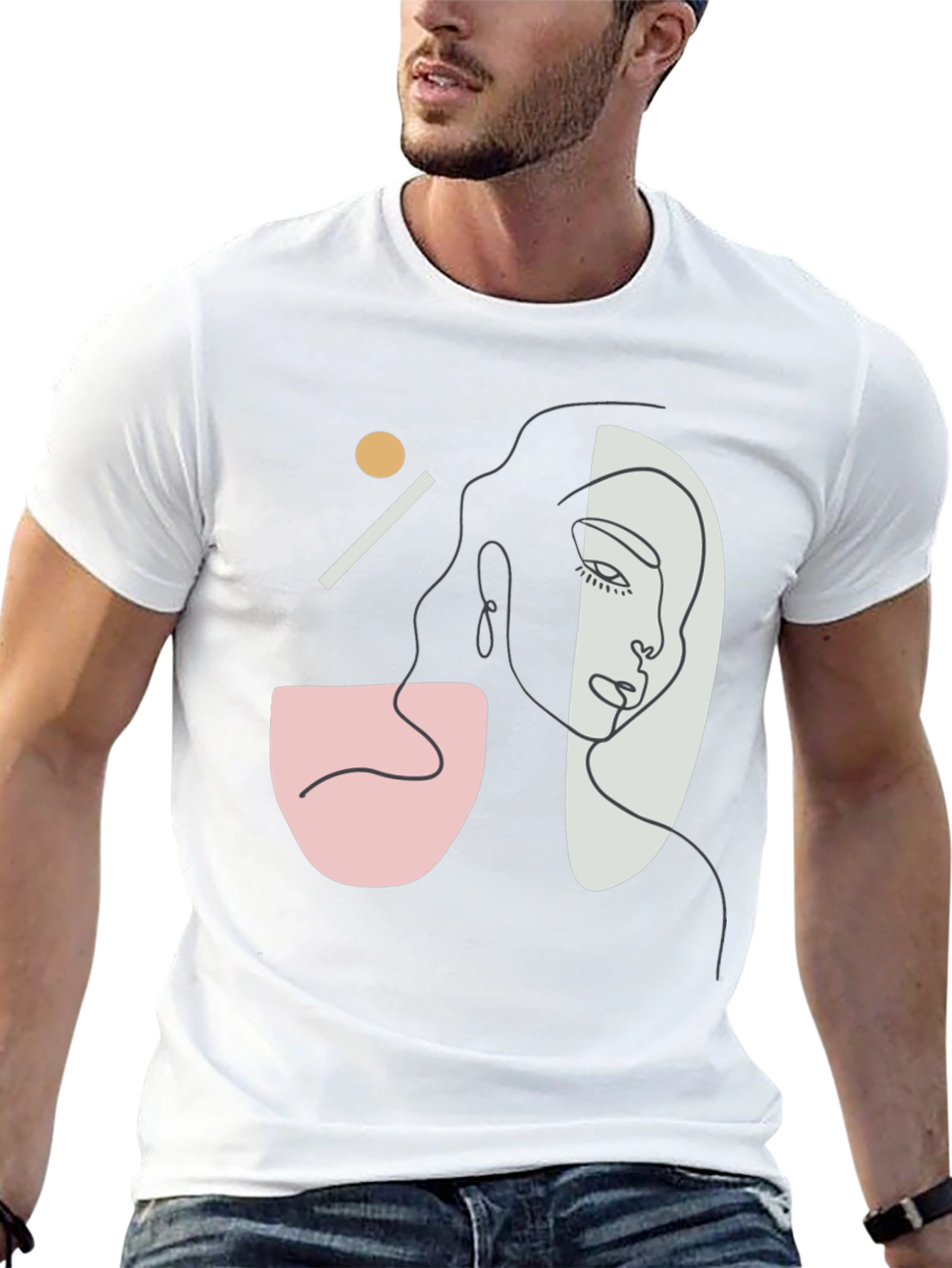 Abstract Face Graphic Tee - Modern Art T-Shirt