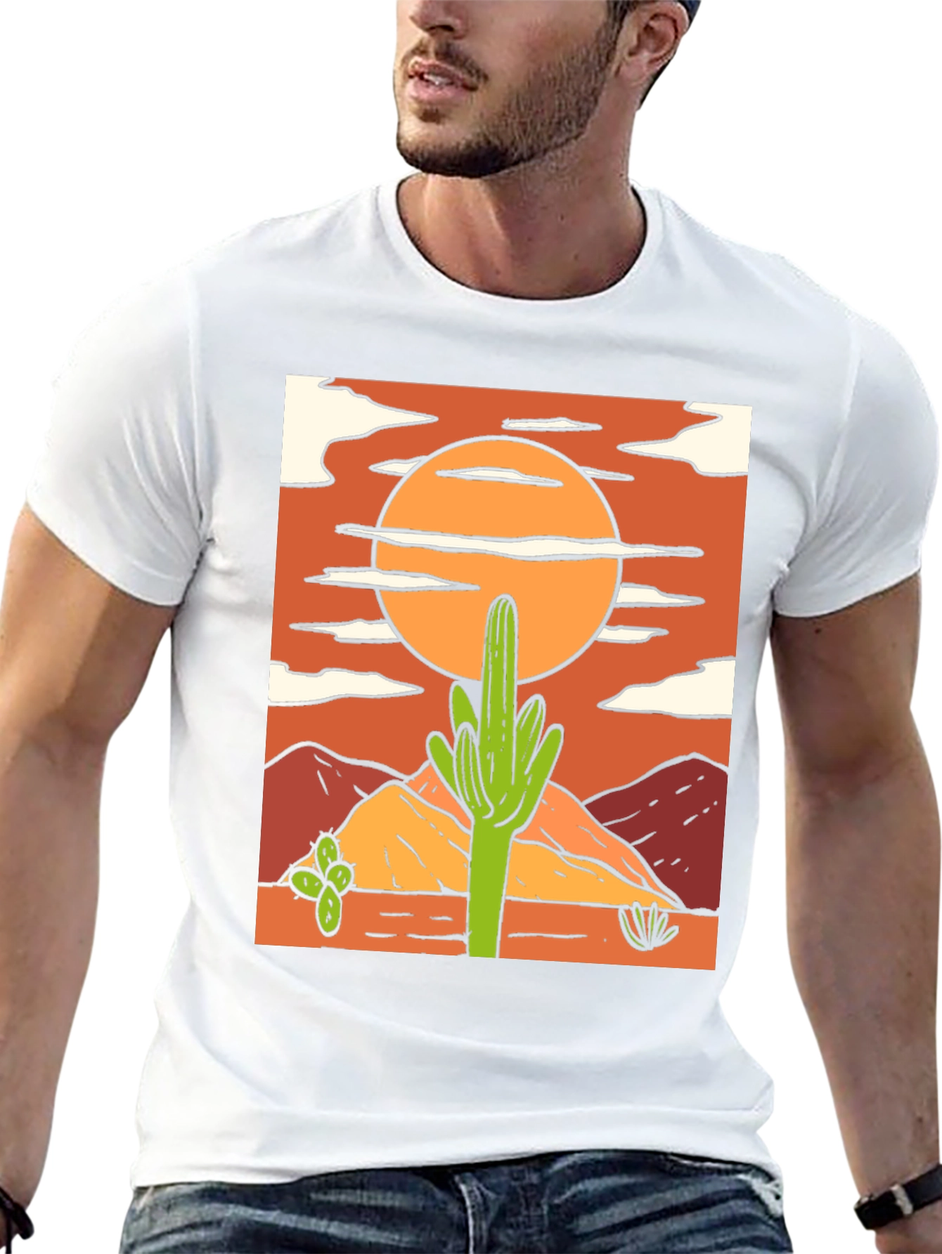 Cactus Graphic Tee - Desert Sunset Design