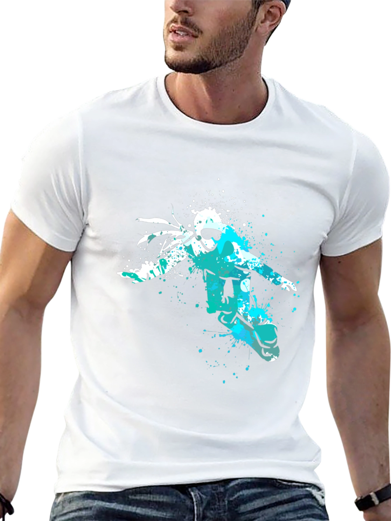 Snowboarder Graphic Tee - Black Cotton Comfort