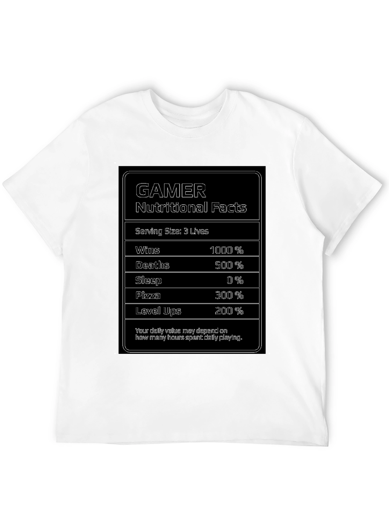Gamer Nutritional Facts Funny T-Shirt