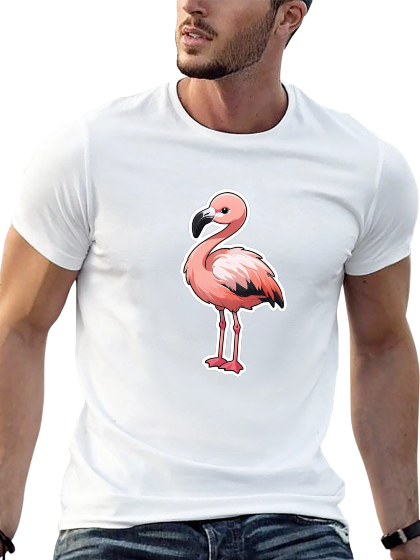 Flamingo Graphic T-Shirt - Black Cotton Tee