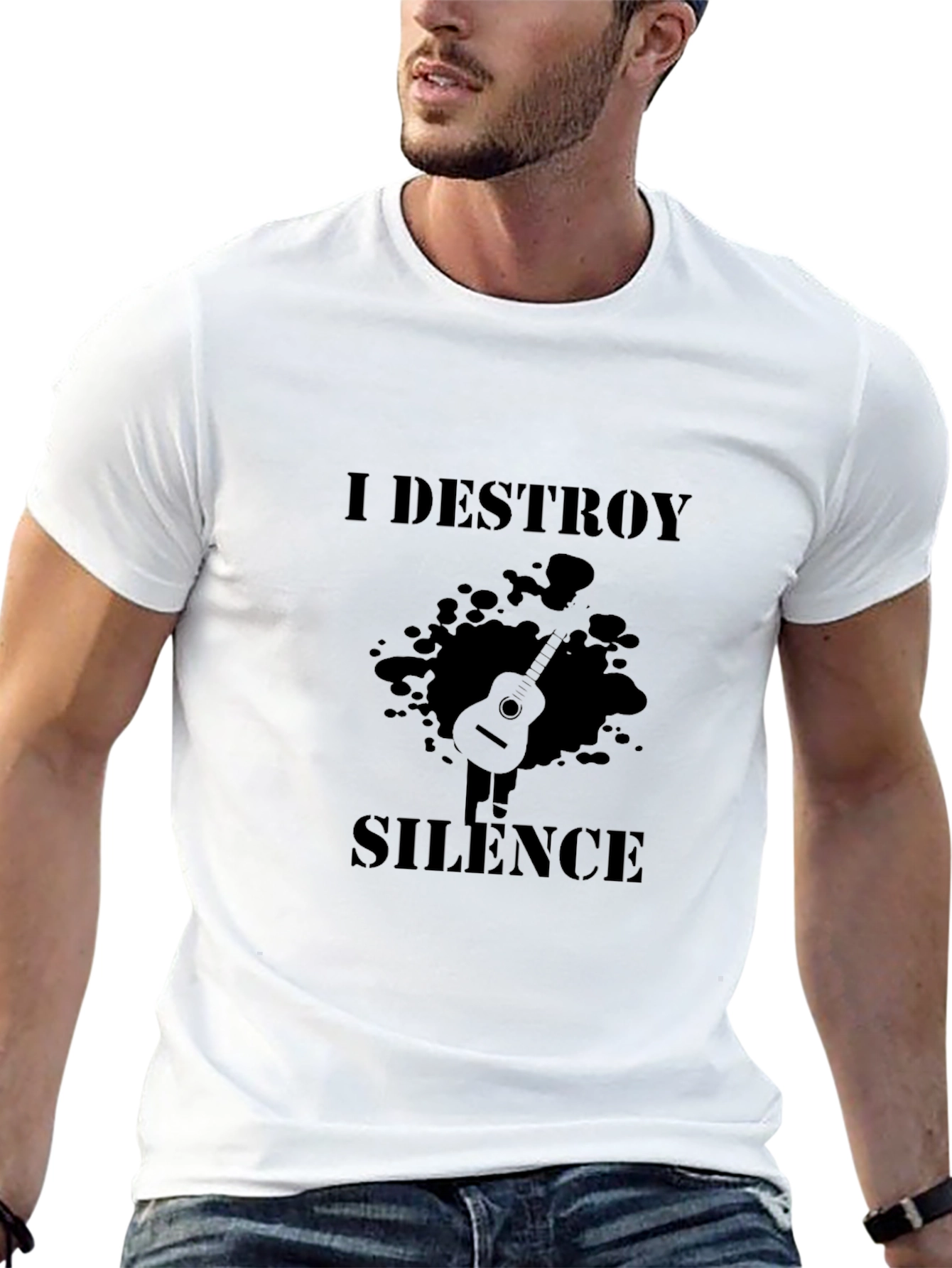 I Destroy Silence Black Graphic T-Shirt