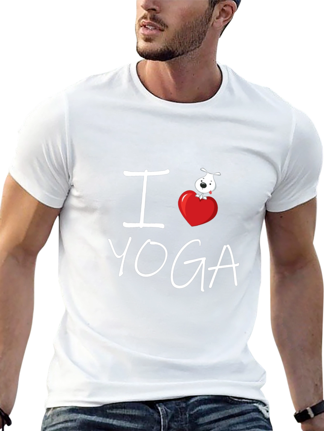 I Love Yoga T-Shirt with Dog on Heart