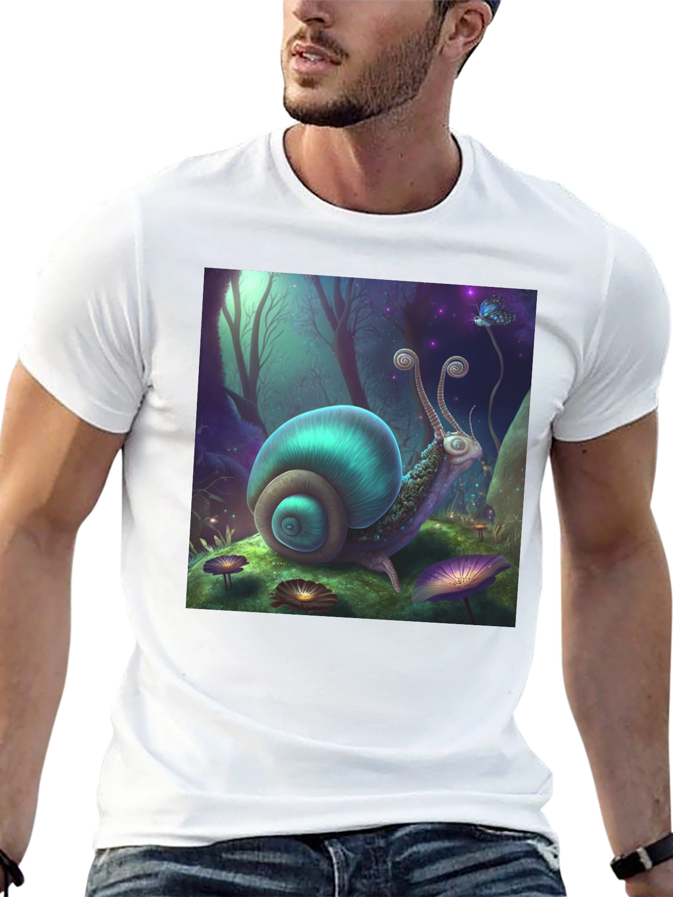 Whimsical Snail Graphic Tee - Fantasy Forest Design