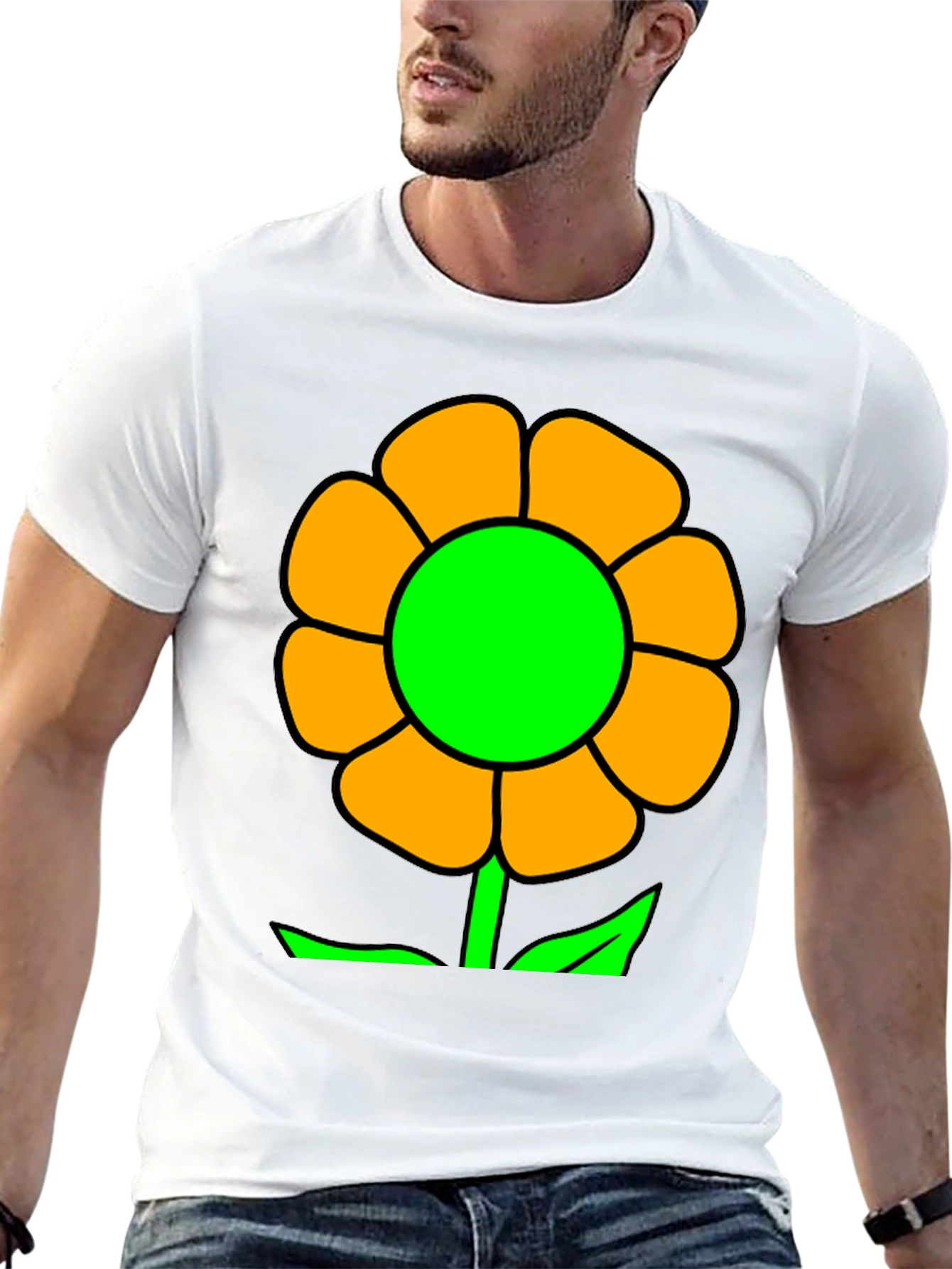 Vibrant Flower Graphic T-Shirt - Black