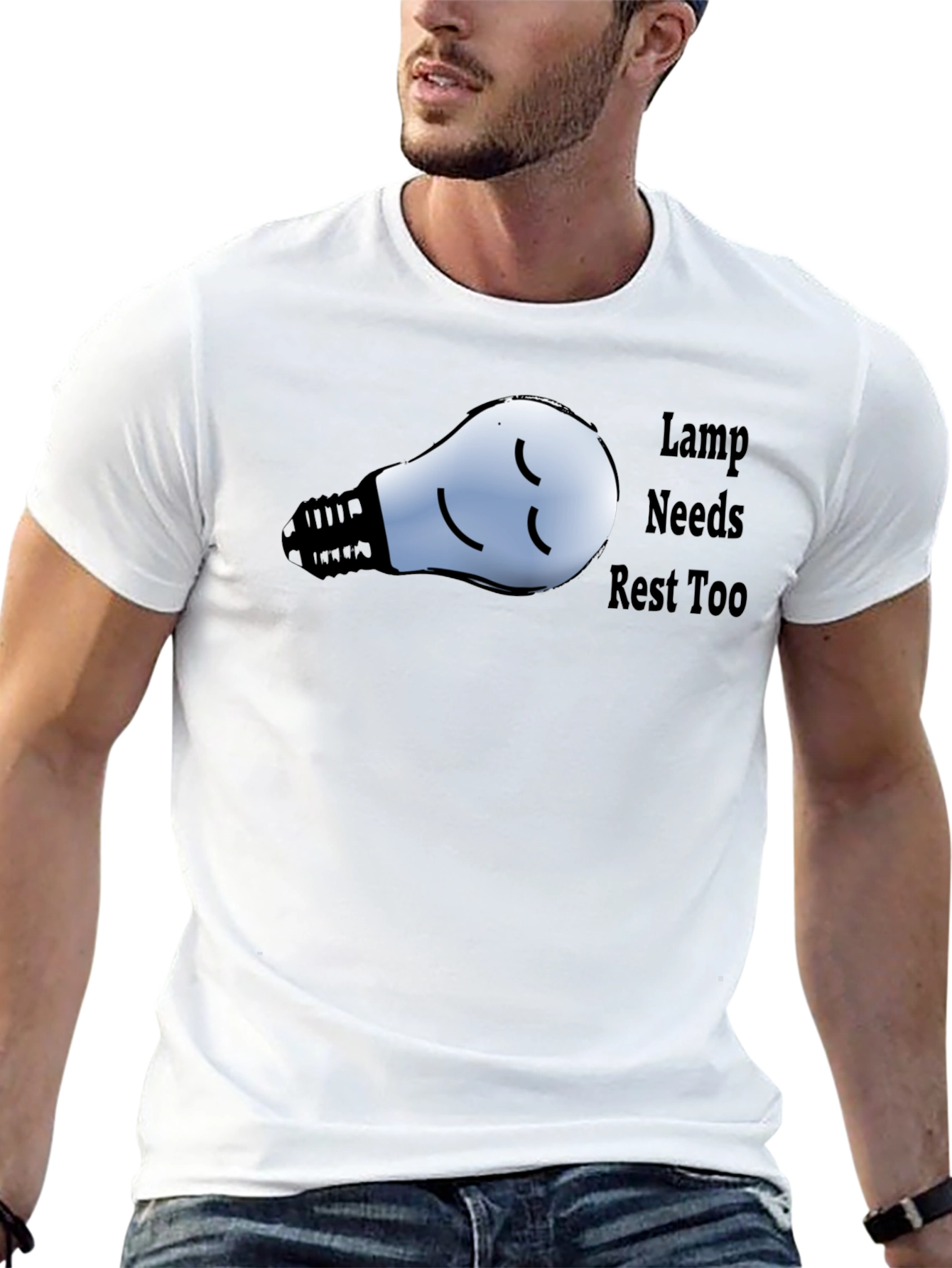 Funny Lamp Needs Rest Too Black T-Shirt