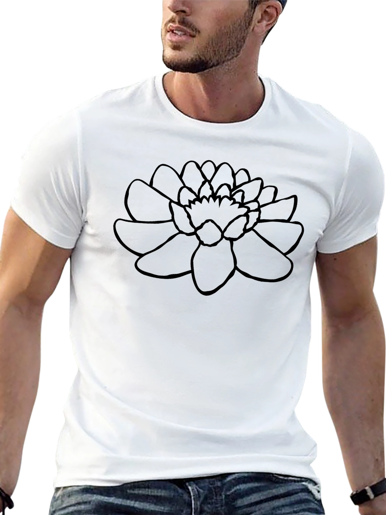 Black Flower Graphic Tee - Casual Comfort