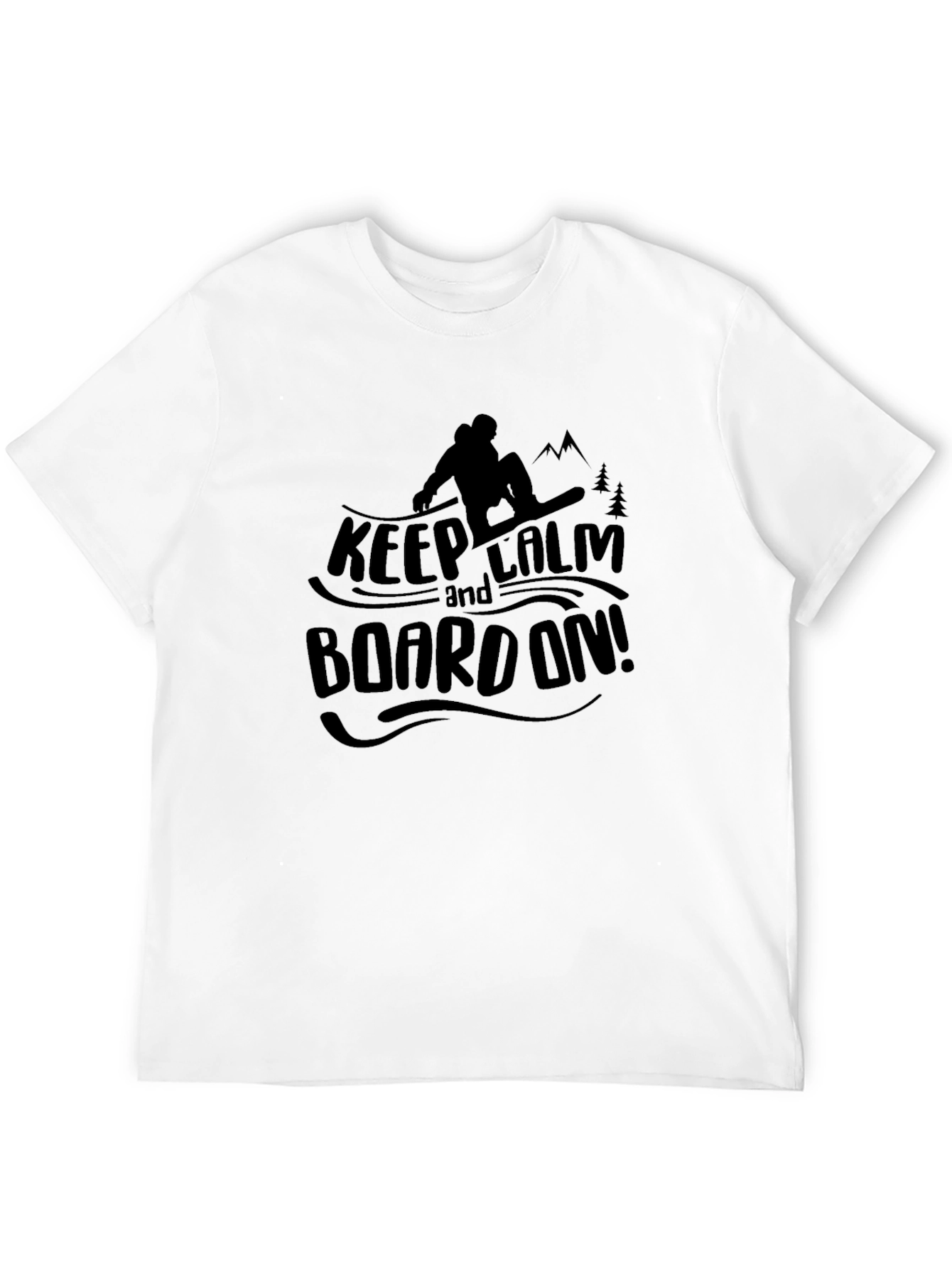Keep Calm and Board On Black Graphic Tee