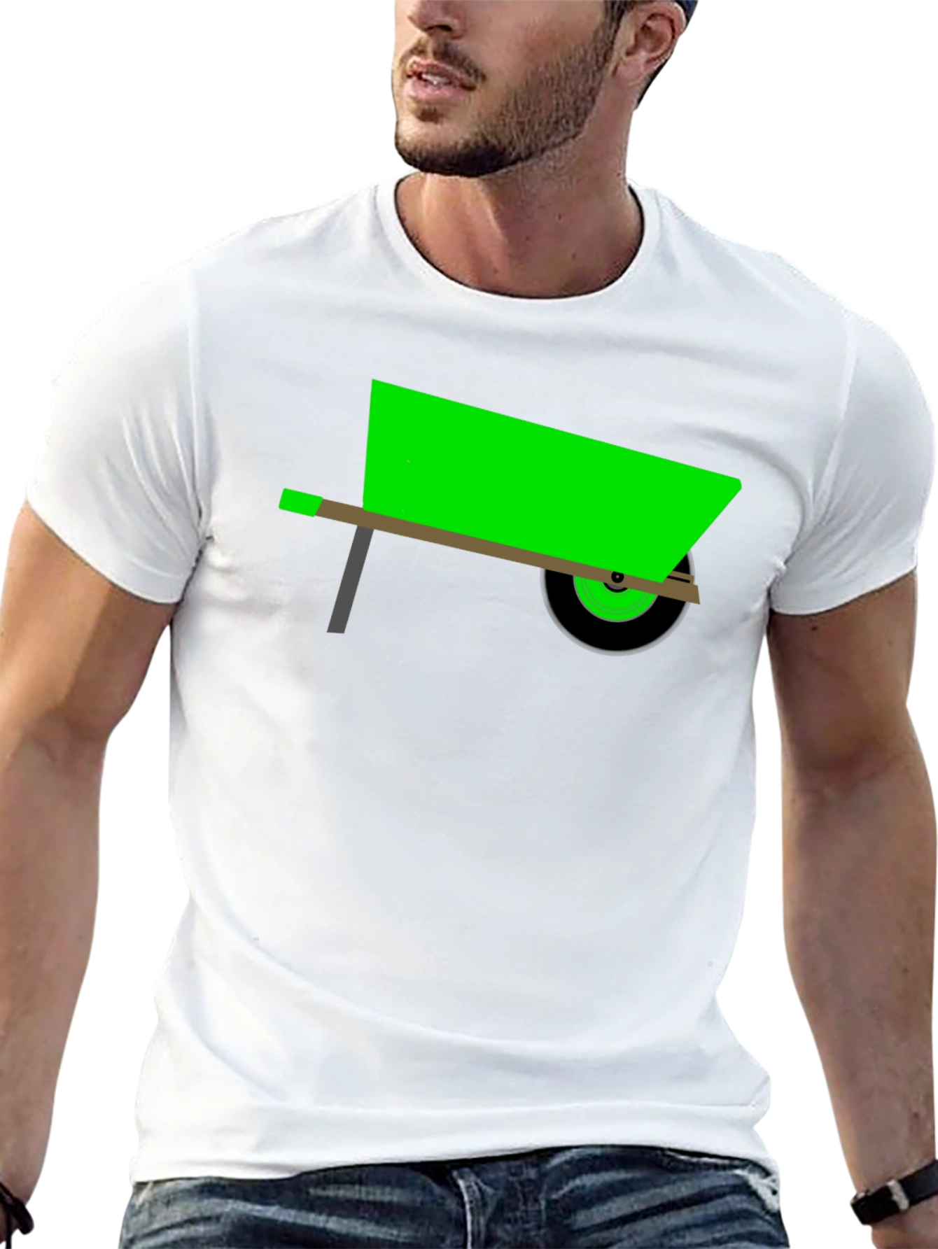 Novelty Green Wheelbarrow Black T-Shirt