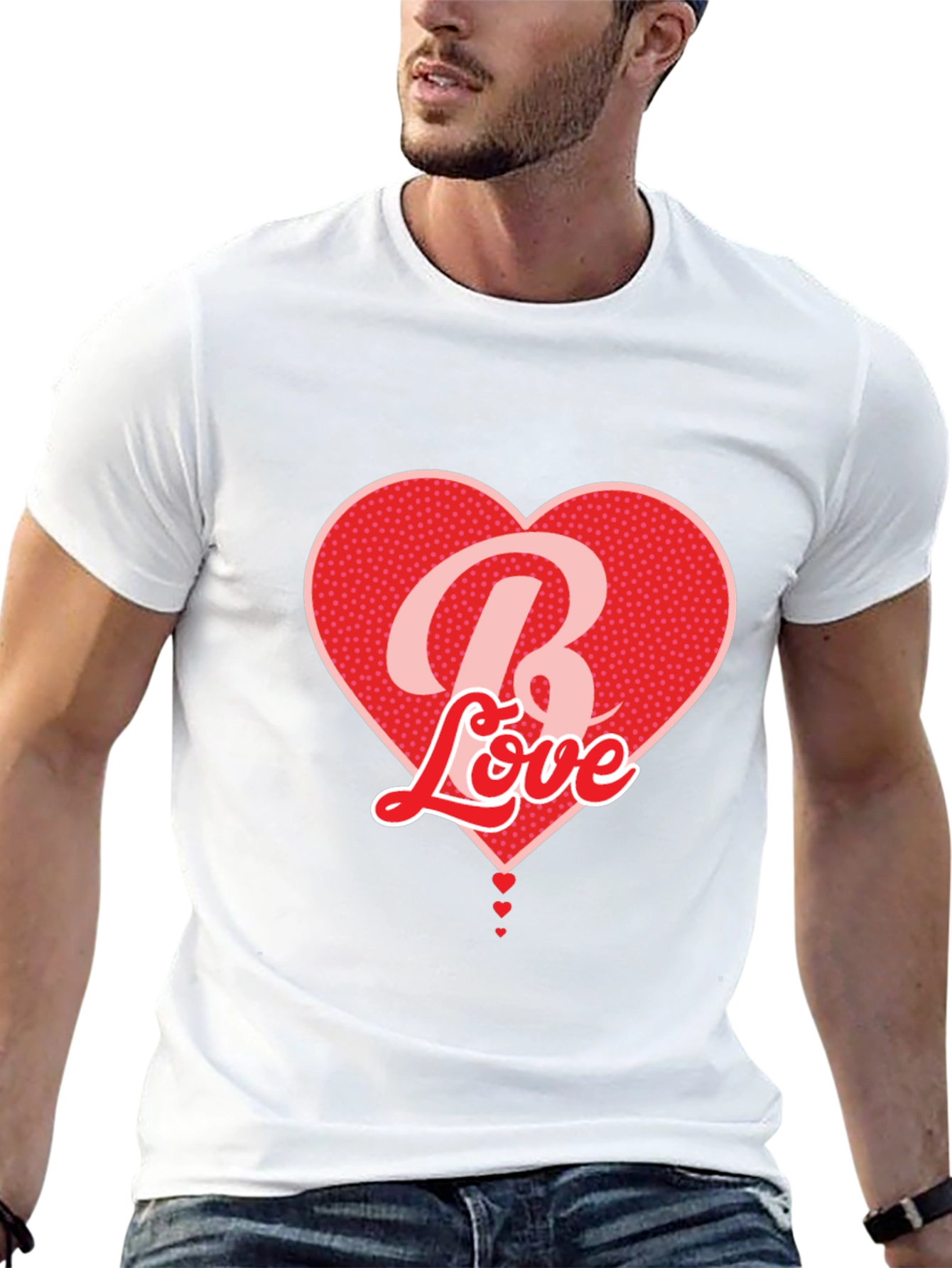 B Love Heart Graphic Tee - Mens Black T-Shirt