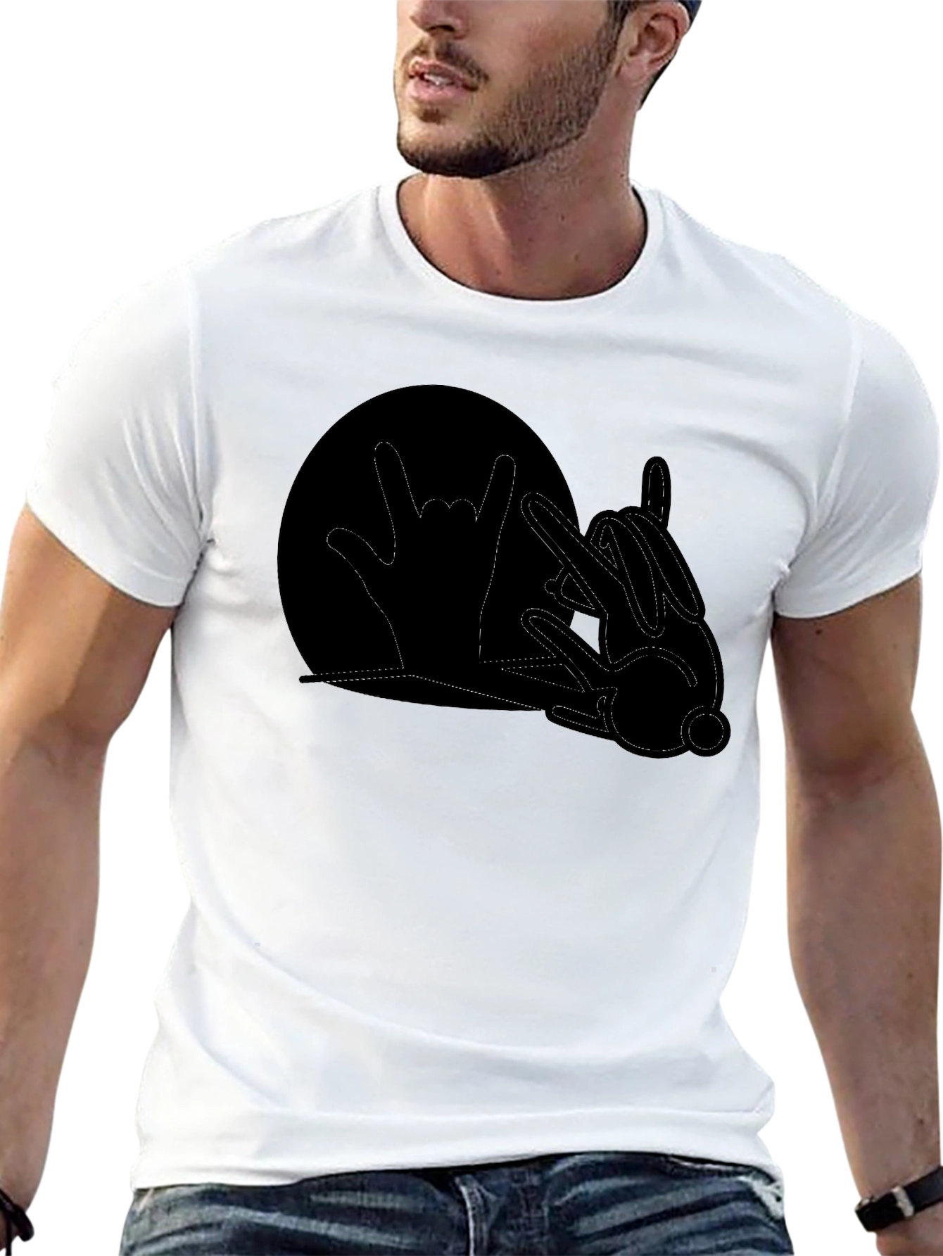 Rock On Rabbit Graphic T-Shirt - Black