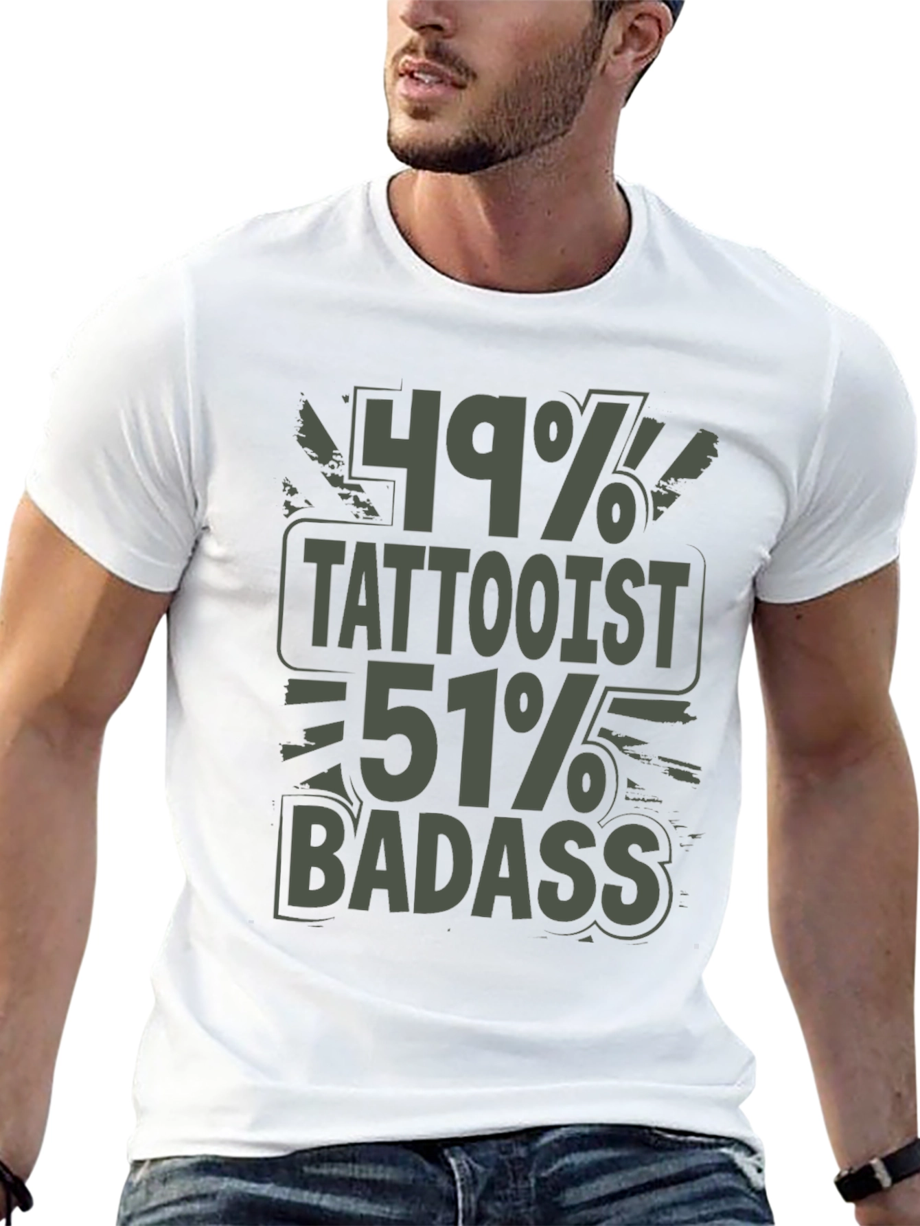 Tattooist Badass Graphic Print Crew Neck T-Shirt