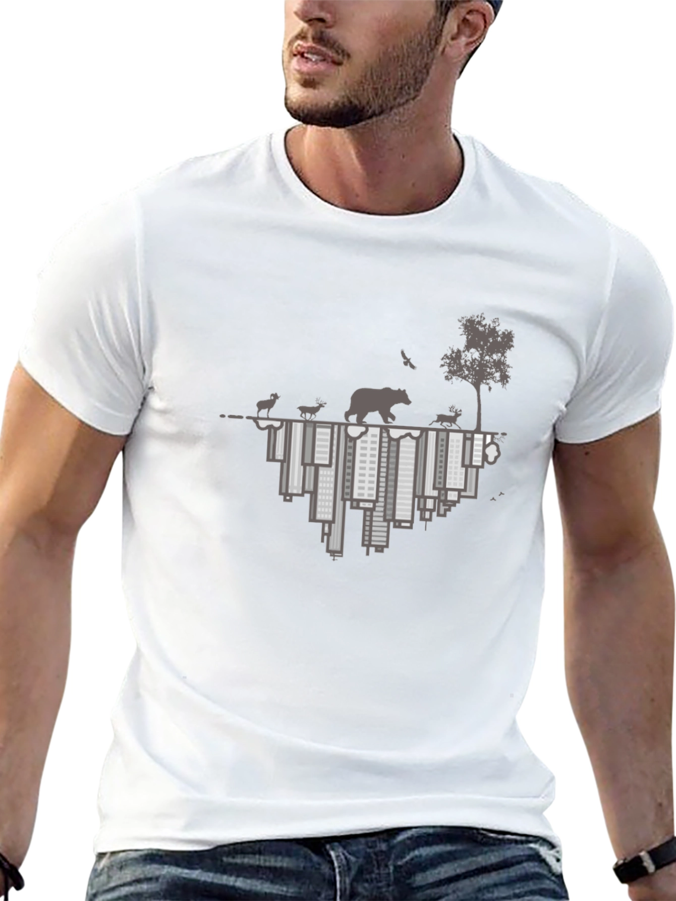 Nature Over City Black Graphic Tee