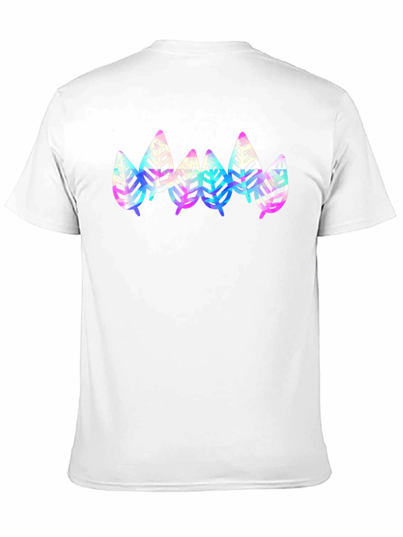 Leaf Print Crew Neck Tee - Black