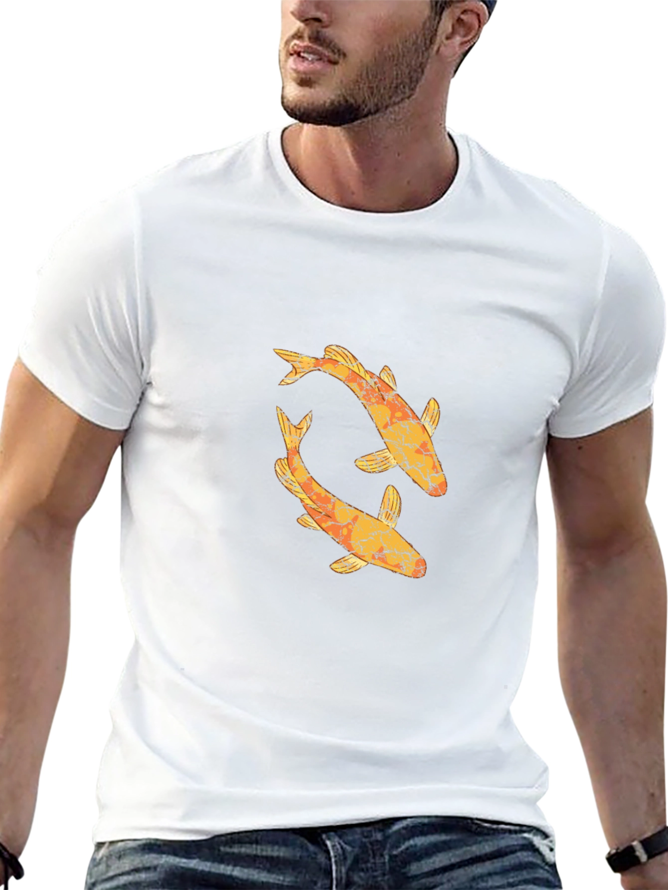 Koi Fish Graphic Tee - Black Cotton T-Shirt