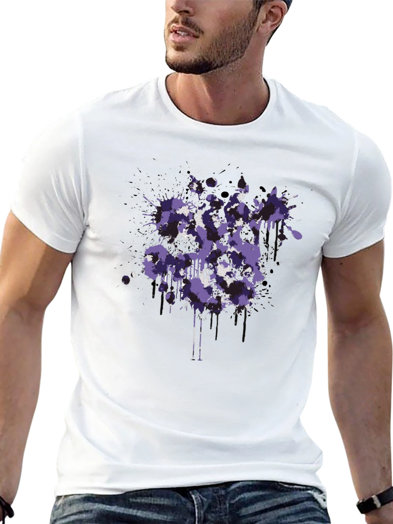 Abstract Splatter Graphic Black T-Shirt