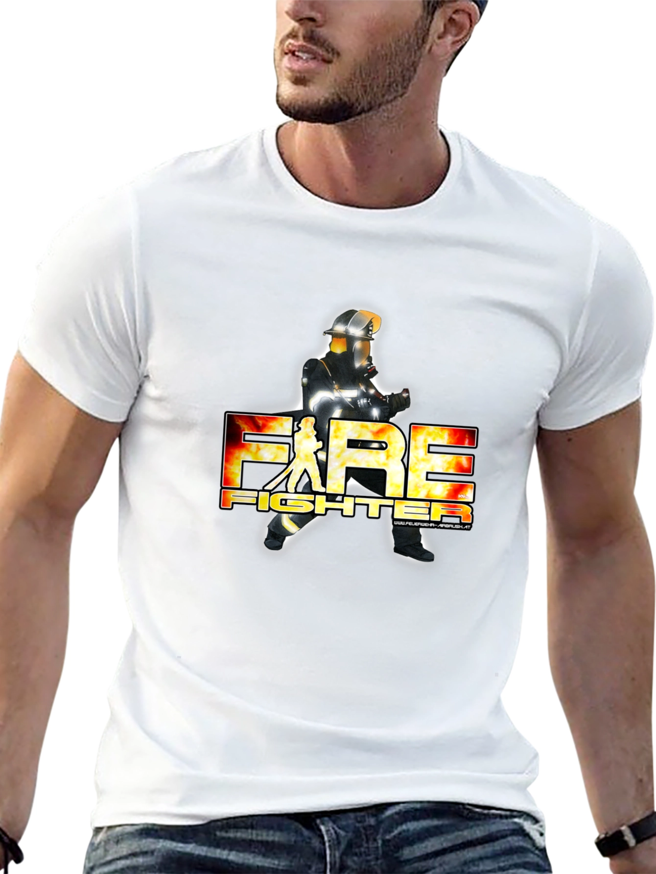 Firefighter Graphic Tee - Black Crew Neck