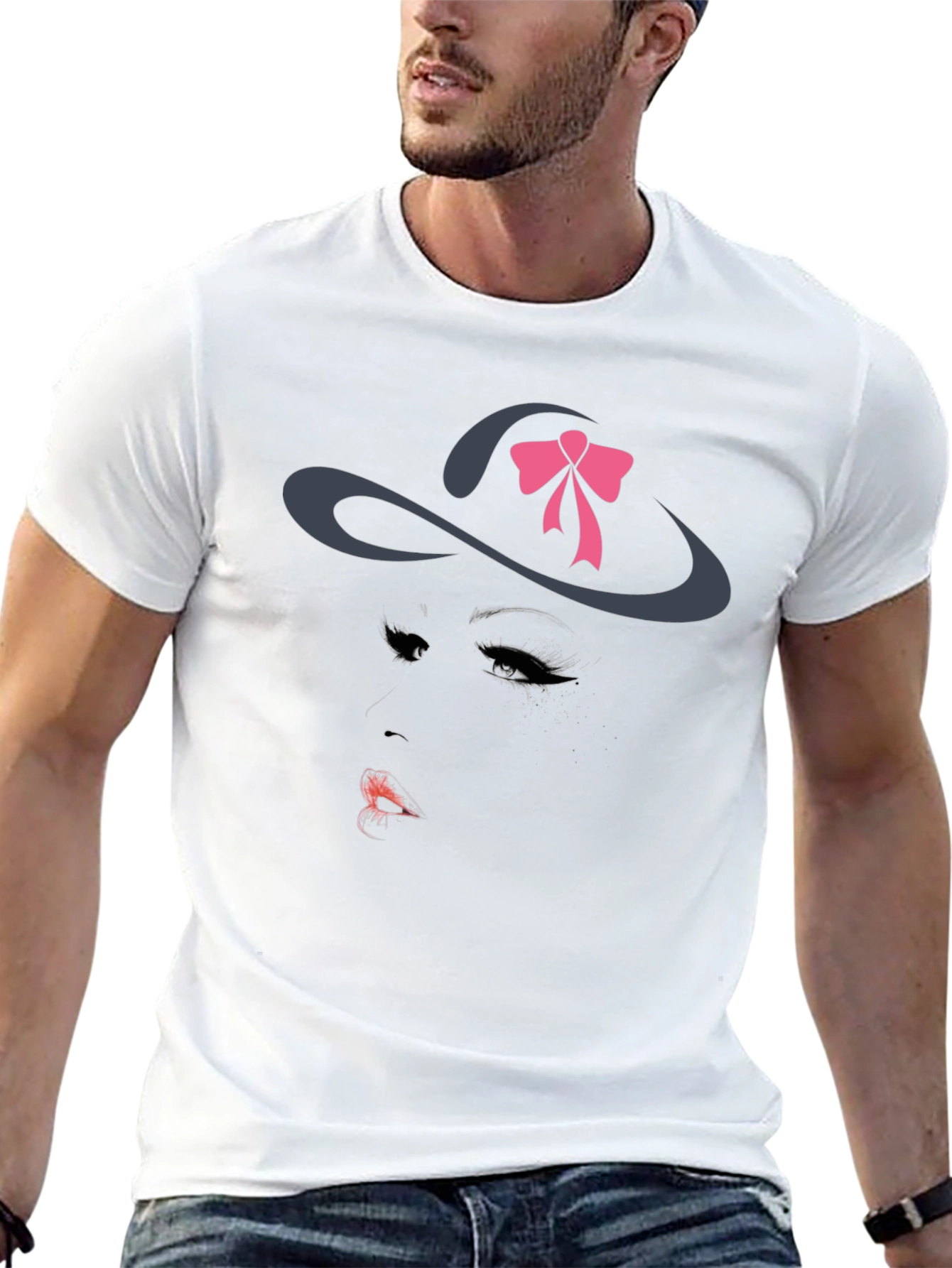 Stylish Graphic Tee - Hat Woman Design