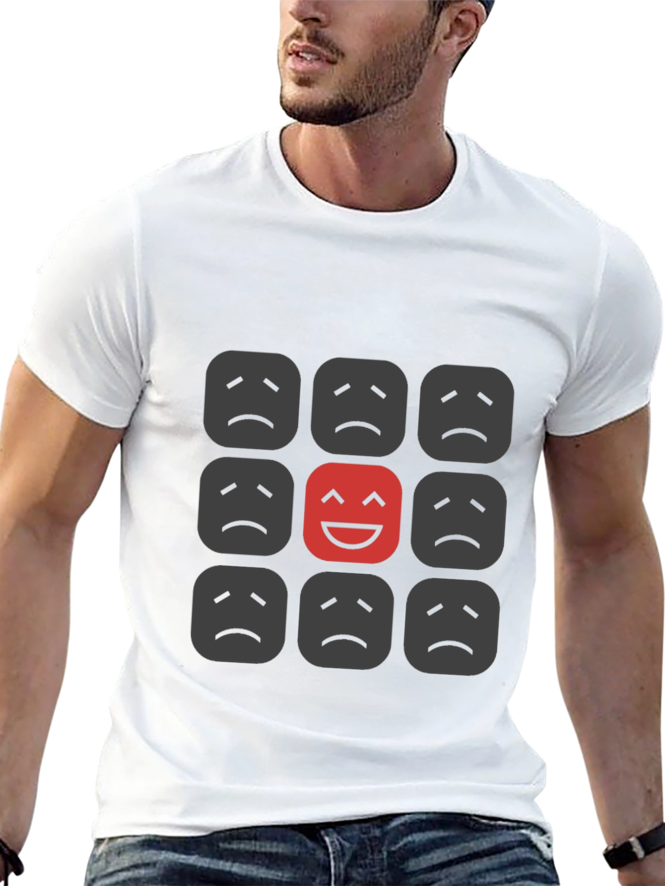 Be Different Black T-Shirt - Smile Face