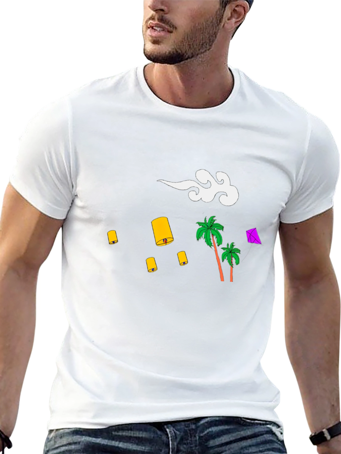 Tropical Lanterns Black Graphic Tee