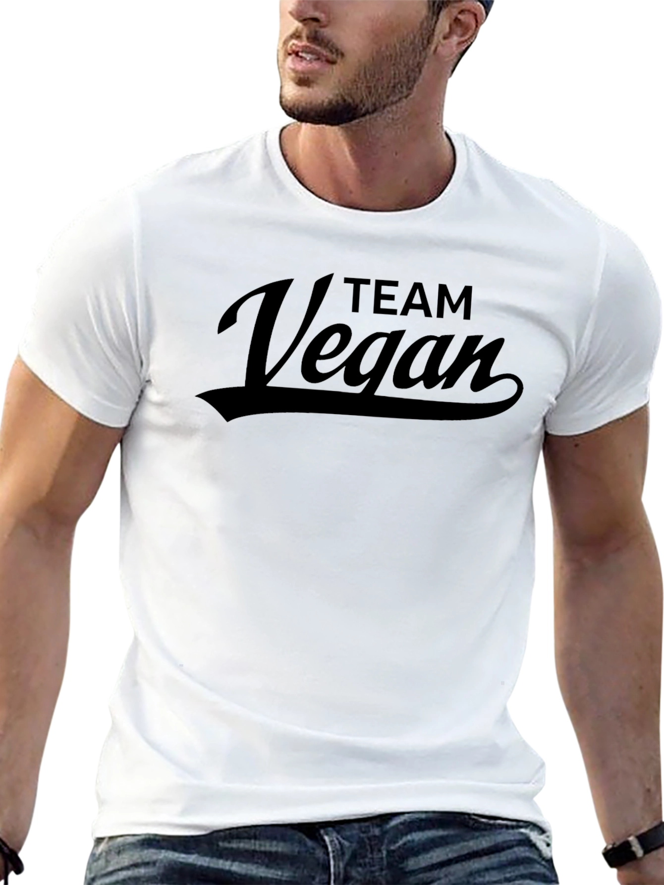 Team Vegan Graphic Tee - Black Cotton T-Shirt