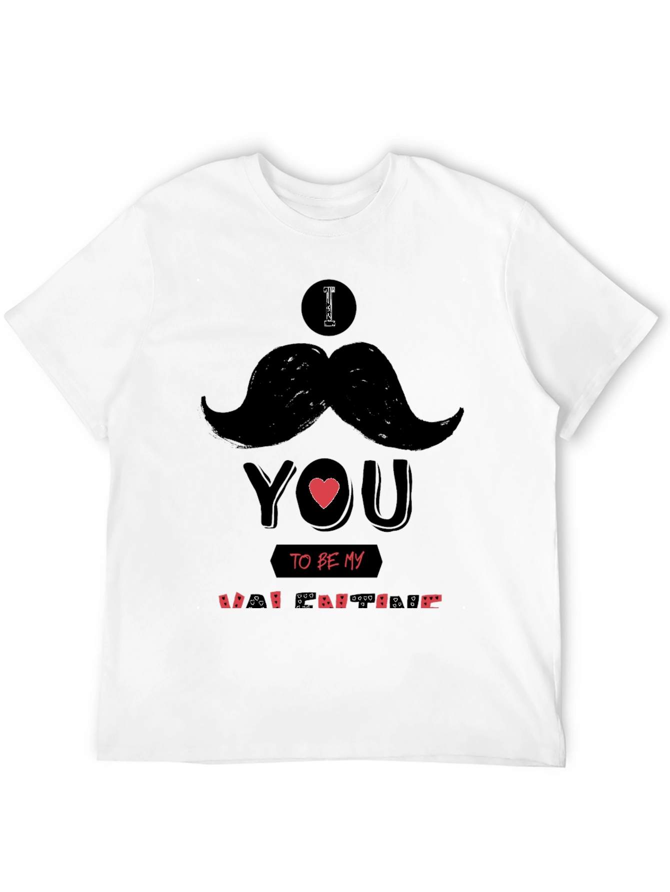 Mustache Valentines Day Black T-Shirt