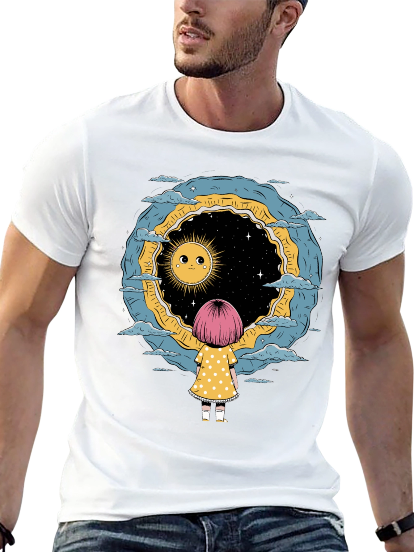 Cosmic Dreamer Graphic Tee - Unisex Black T-Shirt