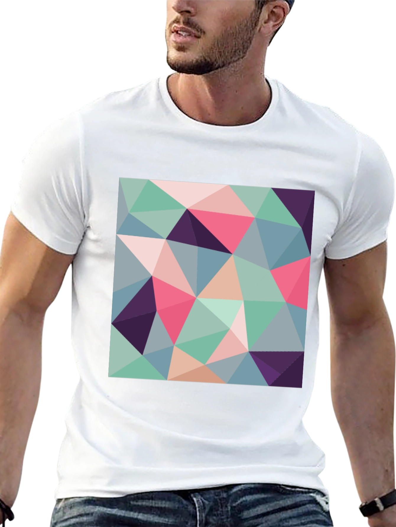 Geometric Triangle Pattern T-Shirt - Modern Art Design