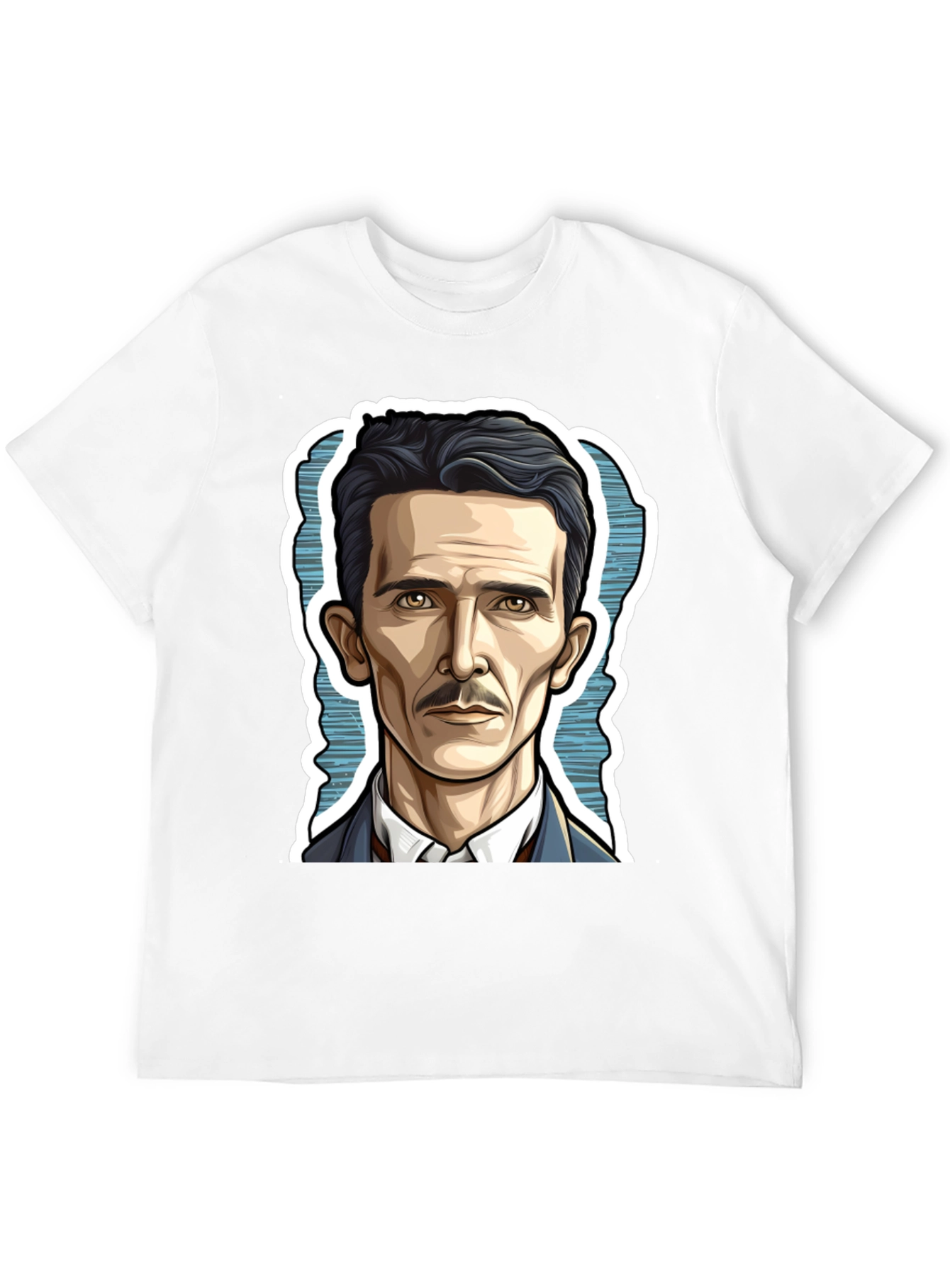 Nikola Tesla Portrait Graphic Tee - Black