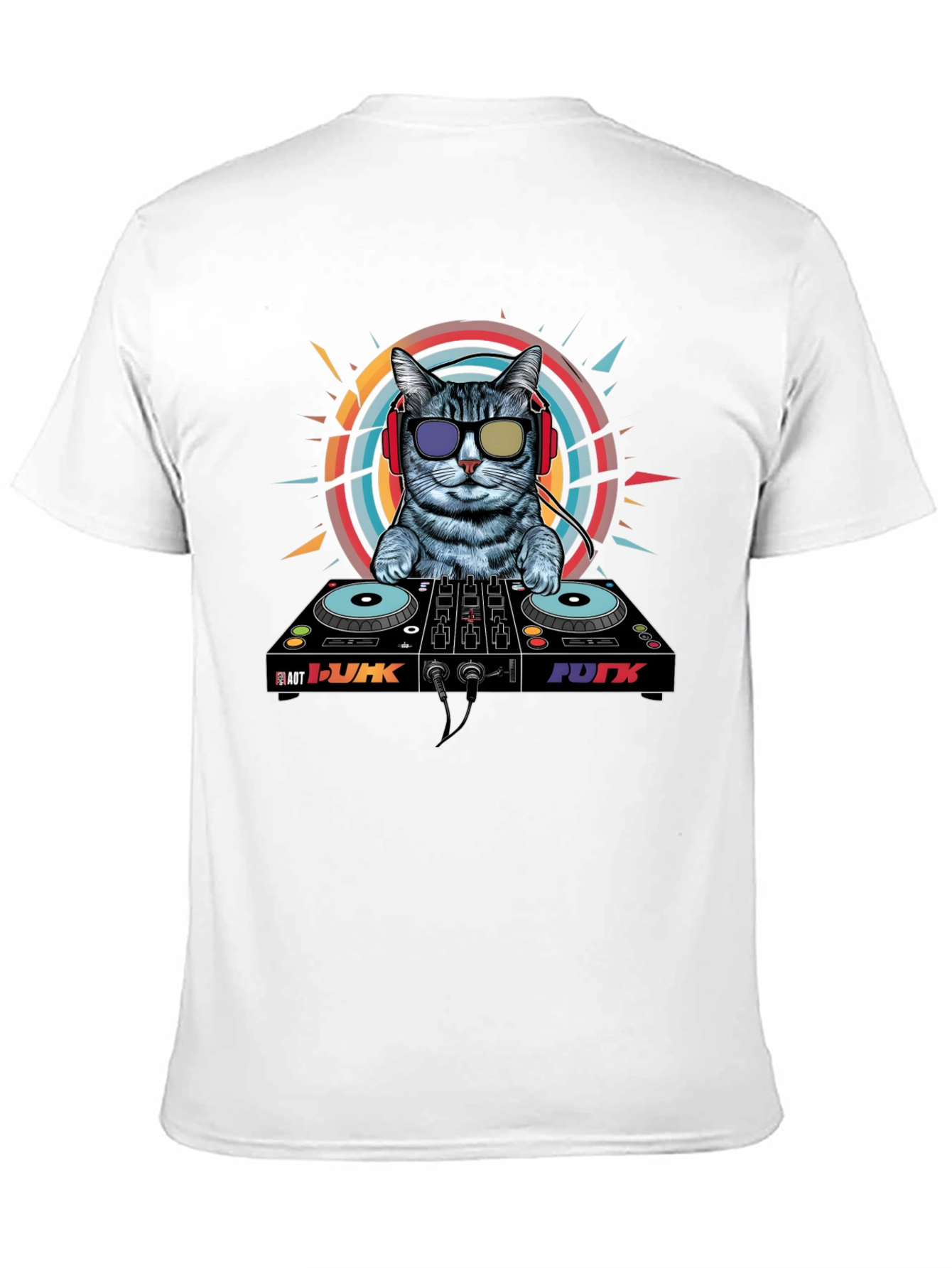 DJ Cat Graphic Tee - Cool Musician Cat T-Shirt