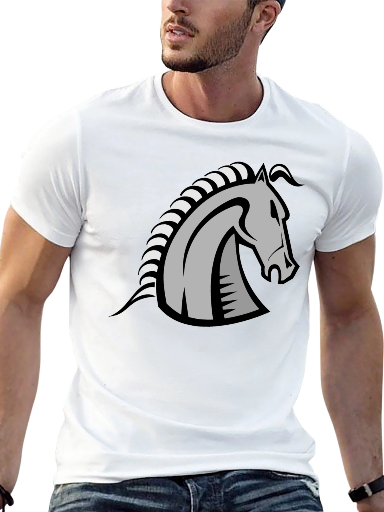 Knight Horse Graphic Tee - Stylish Black T-Shirt