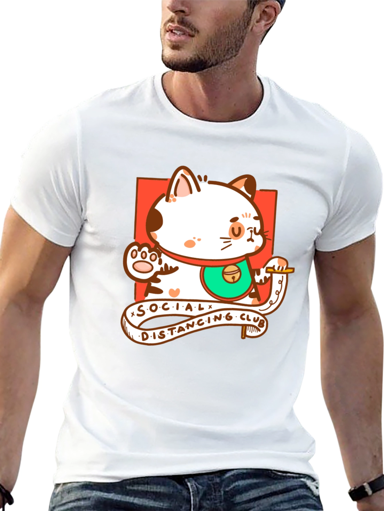 Social Distancing Club Cat T-Shirt