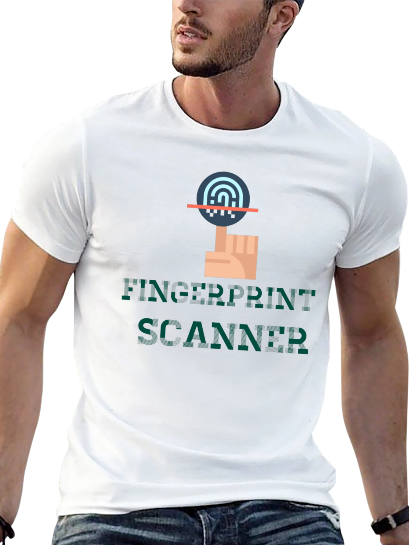 Fingerprint Scanner Graphic Tee - Modern Tech Style
