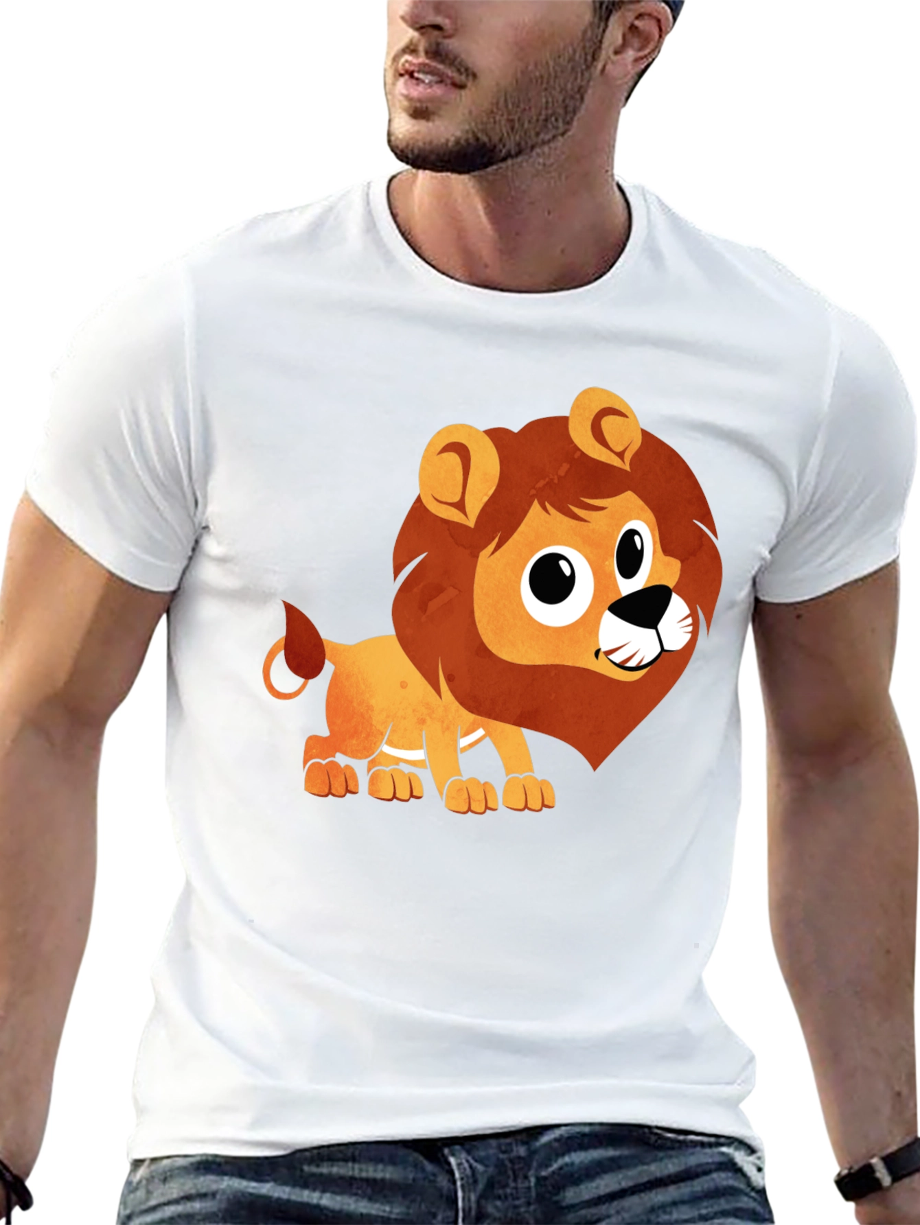 Cute Lion Graphic Black T-Shirt