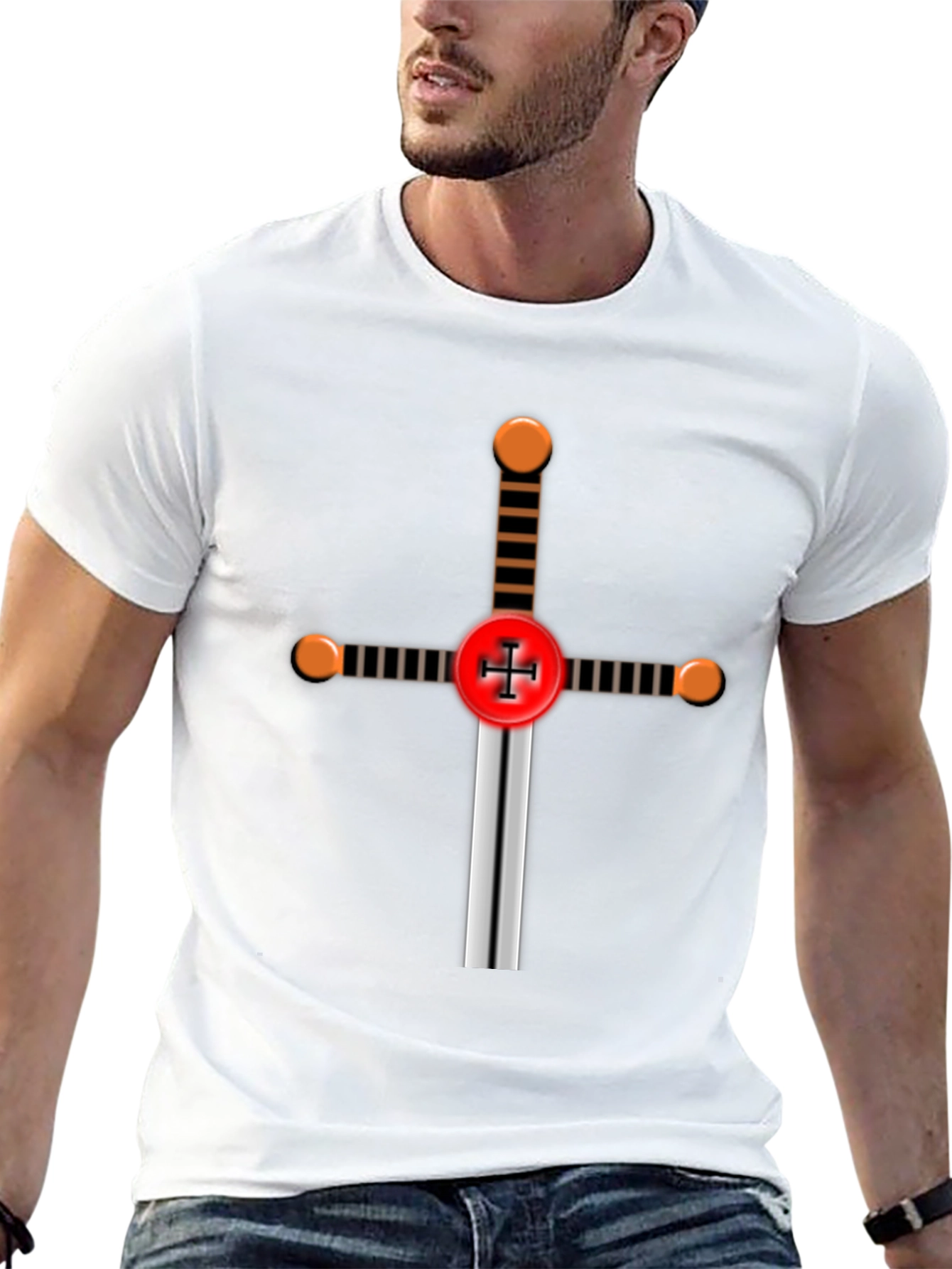 Crusader Knight Sword Graphic T-Shirt