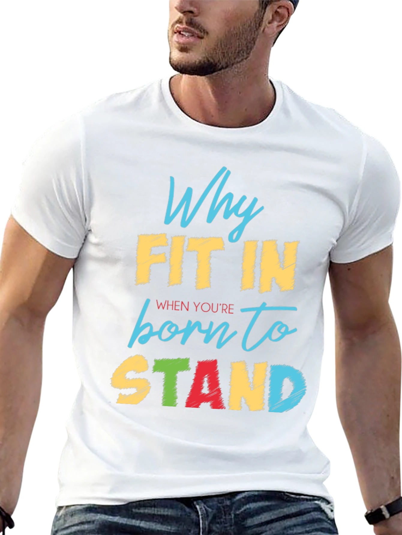 Why Fit In Black Graphic Tee