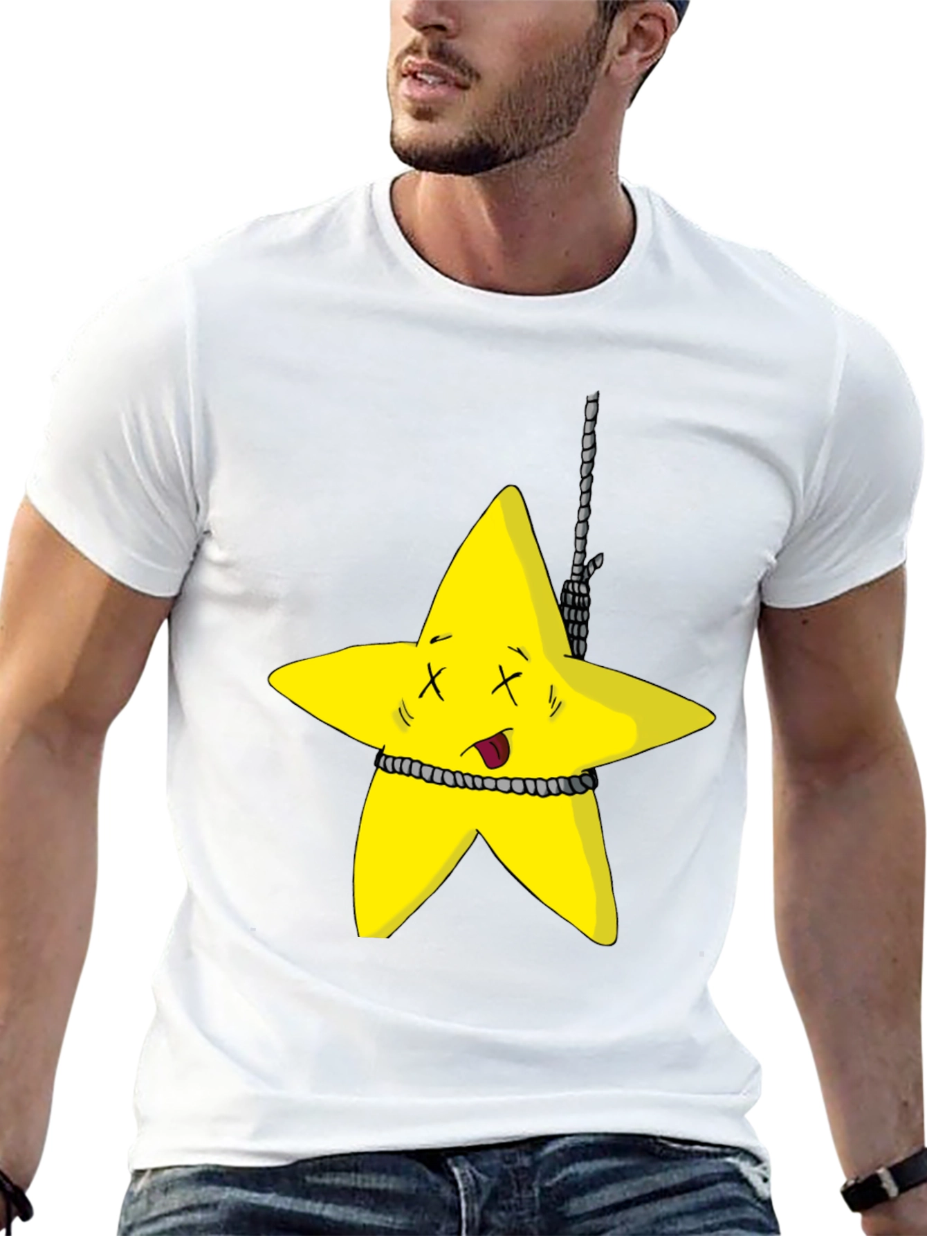 Cartoon Star Graphic Black T-Shirt